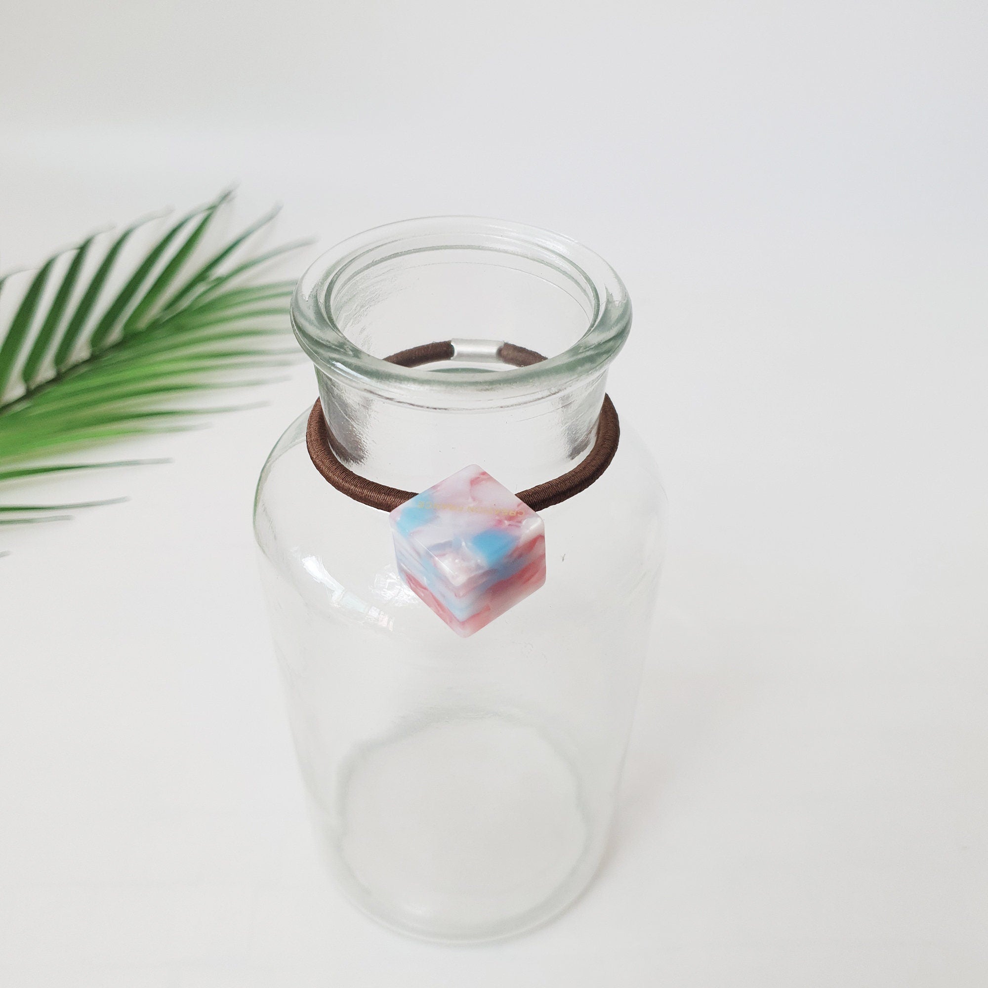 Tortoise Shell Art Cube Square Simple Hair Tie / Cute Ponytail Holder / Hair Accessory for Woman / French Hair Pin / Hair Scrunchy