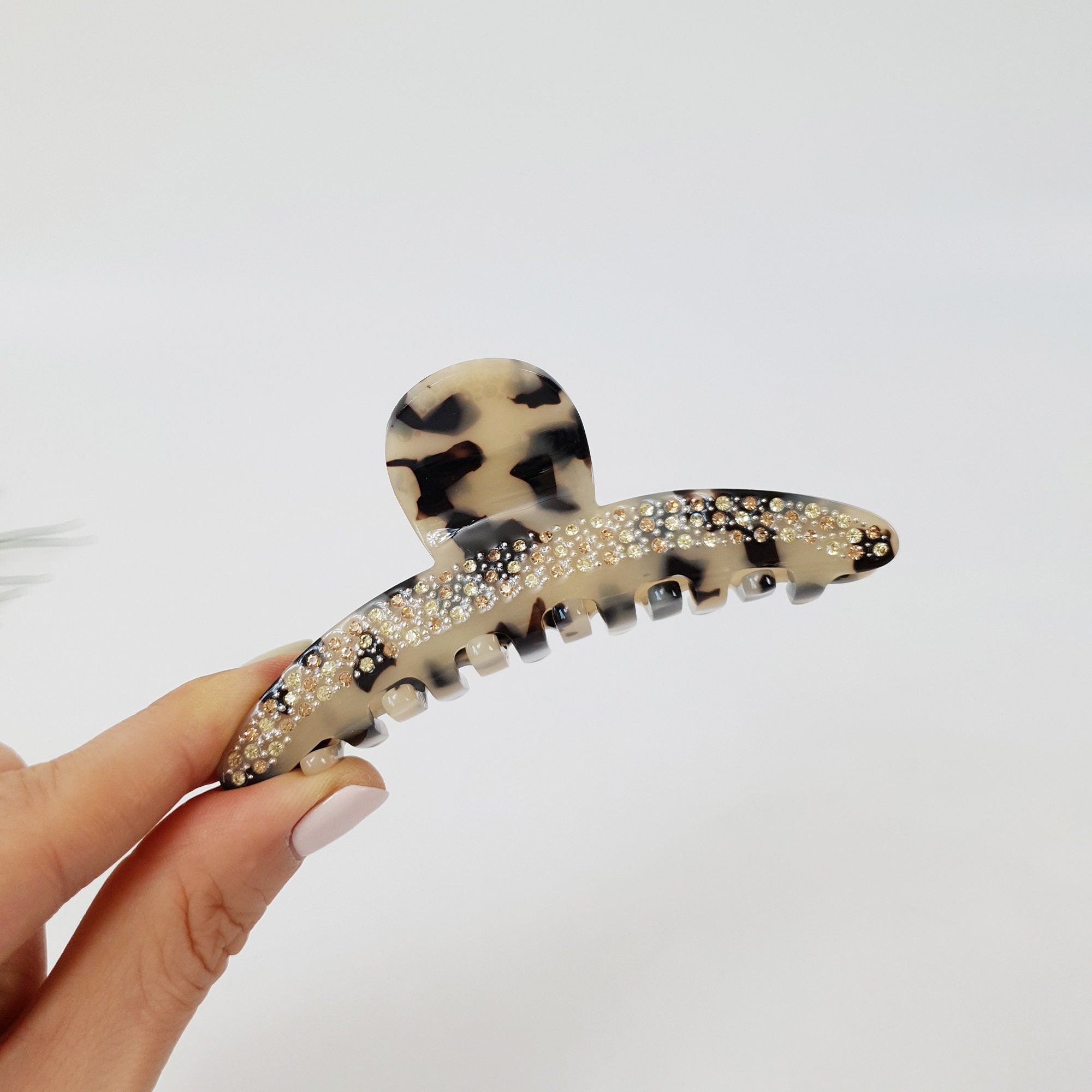 Tortoise Shell Leopard Elle Cubic Hair Claw Clip / Luxurious Cellulose French Hair Pin / Hair Accessory for Woman / Large Hair Clip