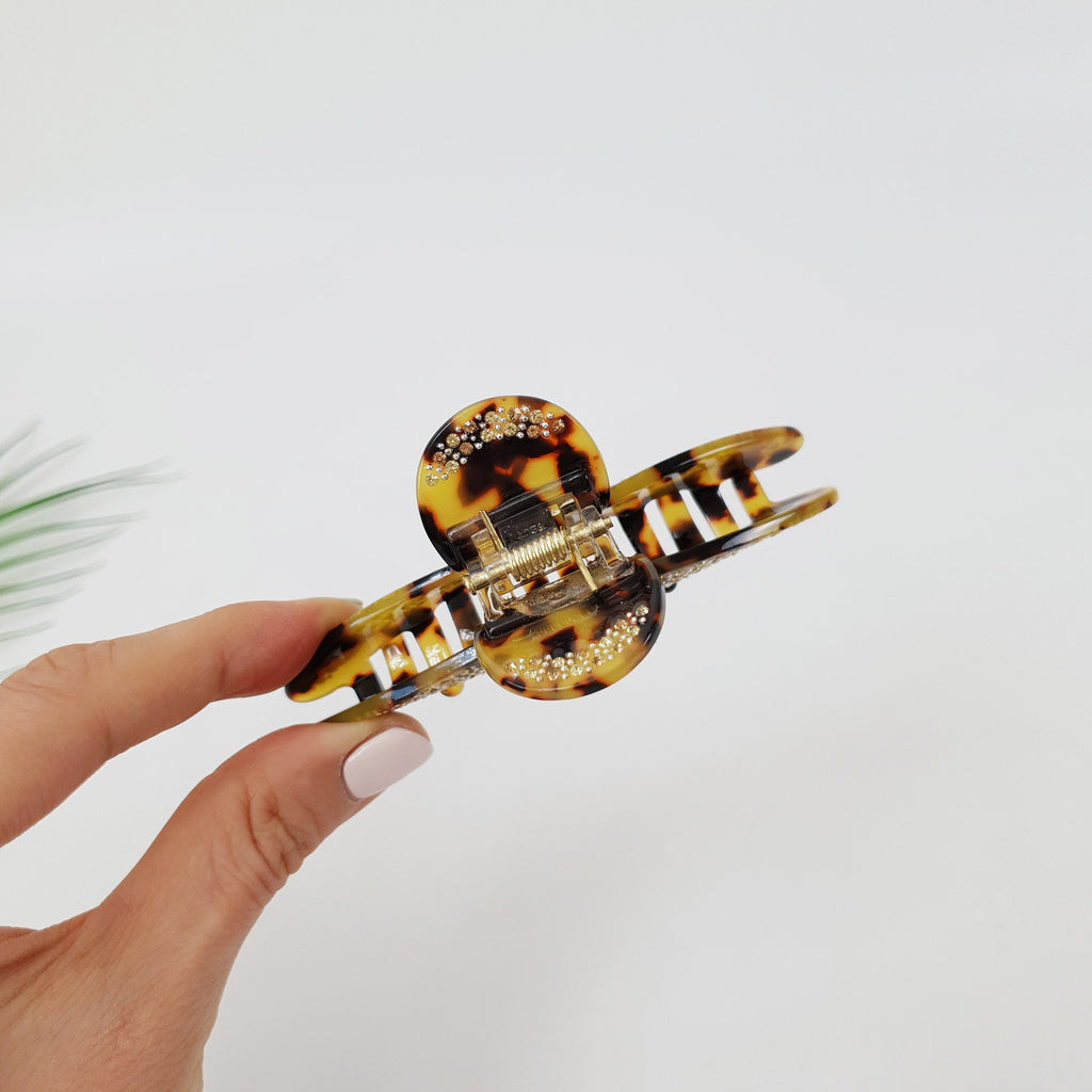 Tortoise Shell Leopard Elle Cubic Hair Claw Clip / Luxurious Cellulose French Hair Pin / Hair Accessory for Woman / Large Hair Clip