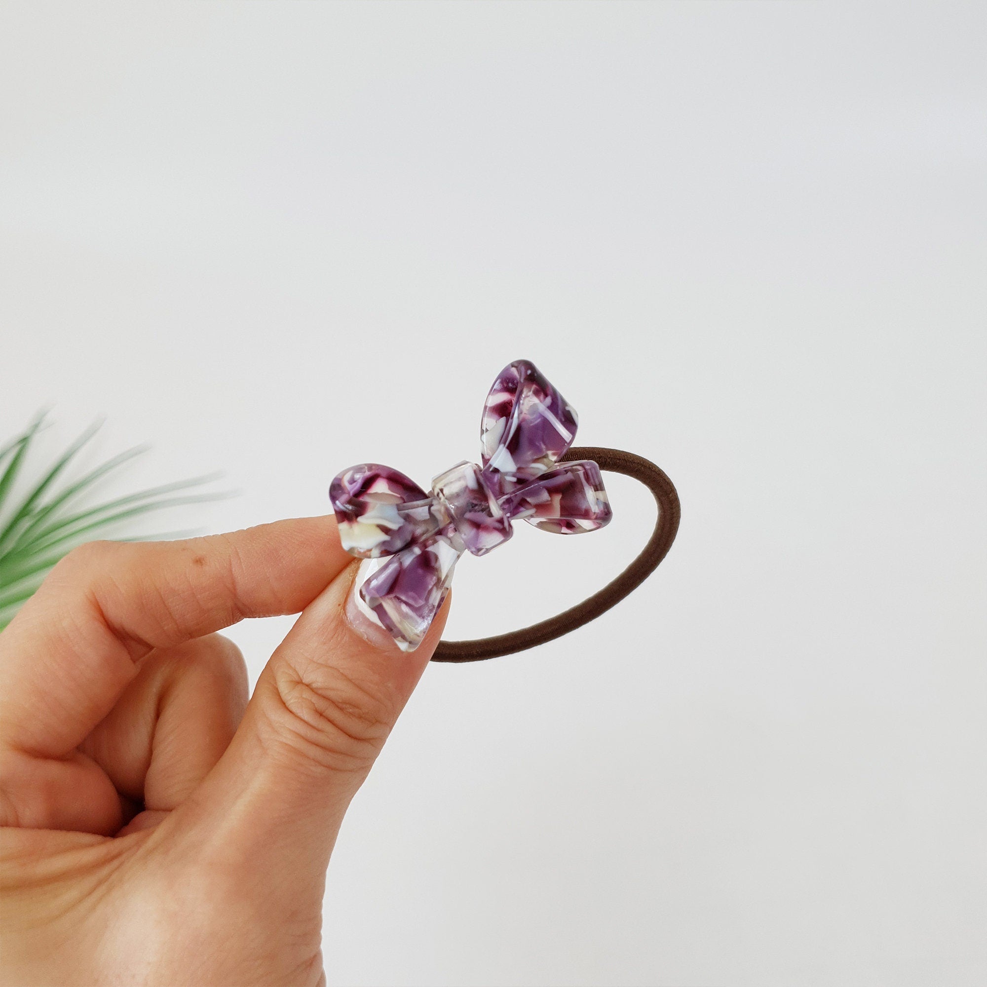 Tortoise Shell Art Butterfly Ribbon Hair Tie / Cute Point Ponytail Holder / Hair Accessory for Woman / French Hair Pin / Hair Scrunchy