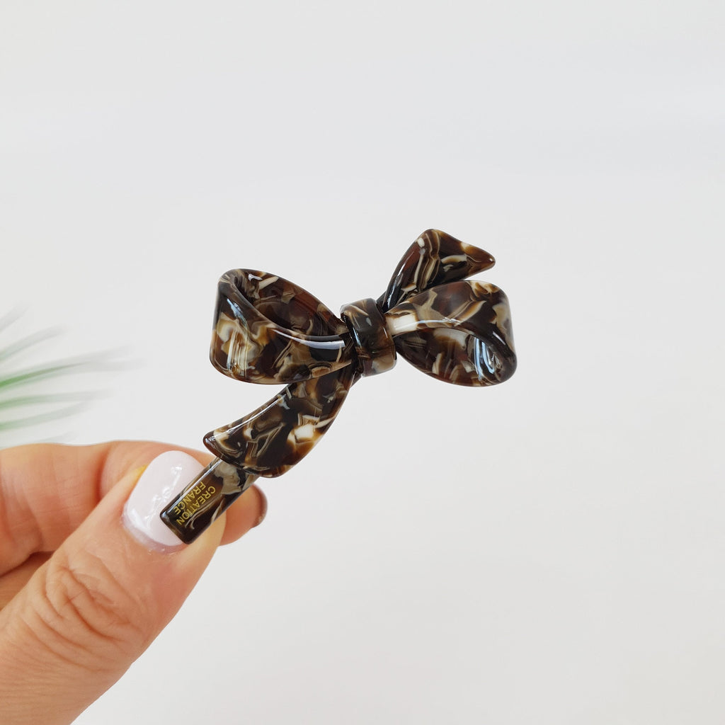 Double Ribbon Hair Claw Clip / Tortoise Shell French Hair Pin / Hair Accessory for Woman / Alligator Hair Clip for Girl