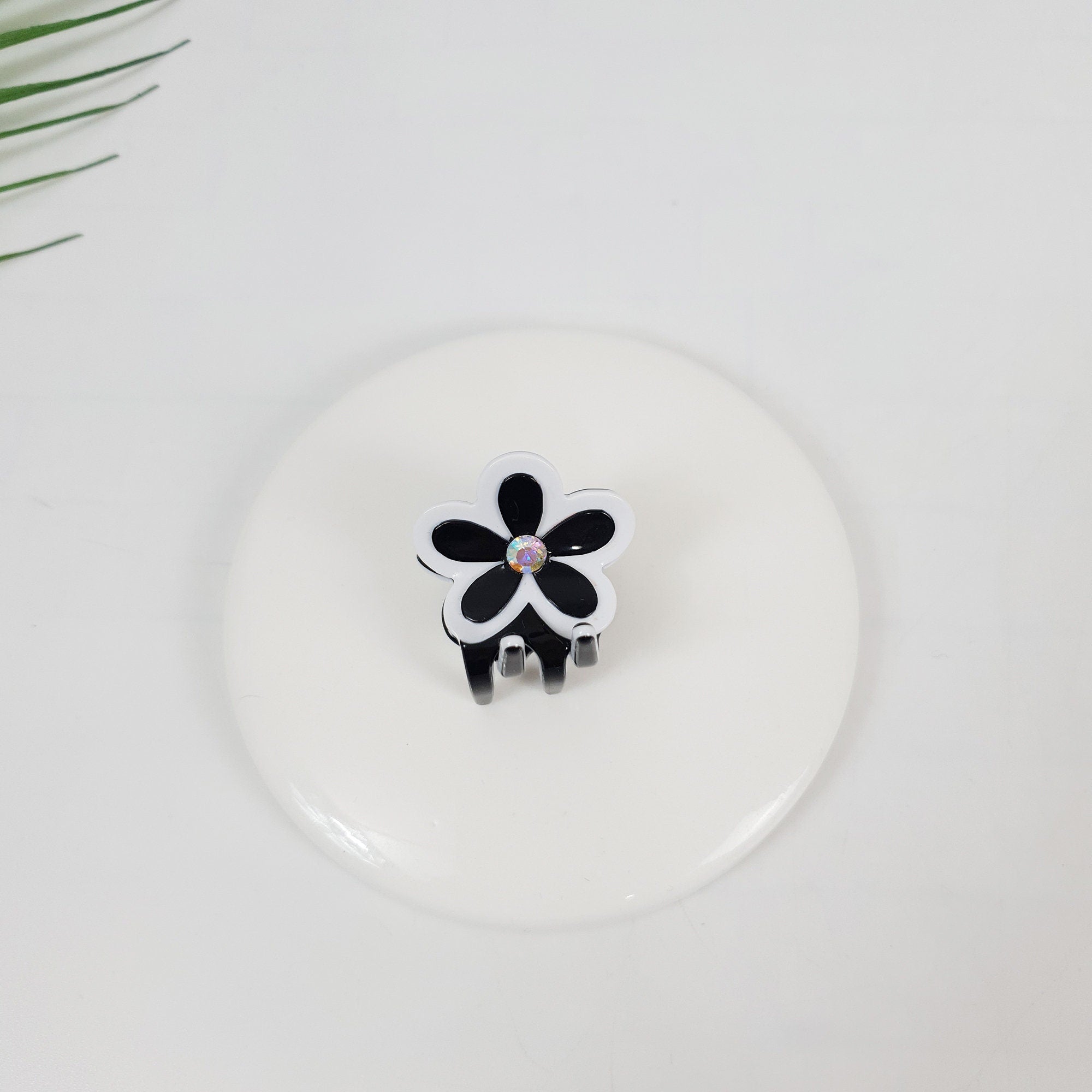 Flower Hair Clips with Cubic (1.2 Inch) / Cute French Hair Pin / Floral Hair Clip / French Barrette for Woman