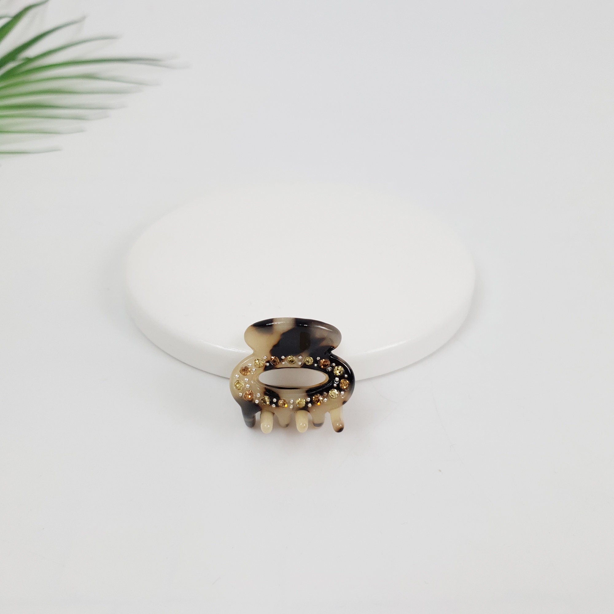 Cubic Round Mini Hair Clip (1.0 Inch) / Tortoise Shell French Hair Pin / French Barrette / Hair Accessory for Woman