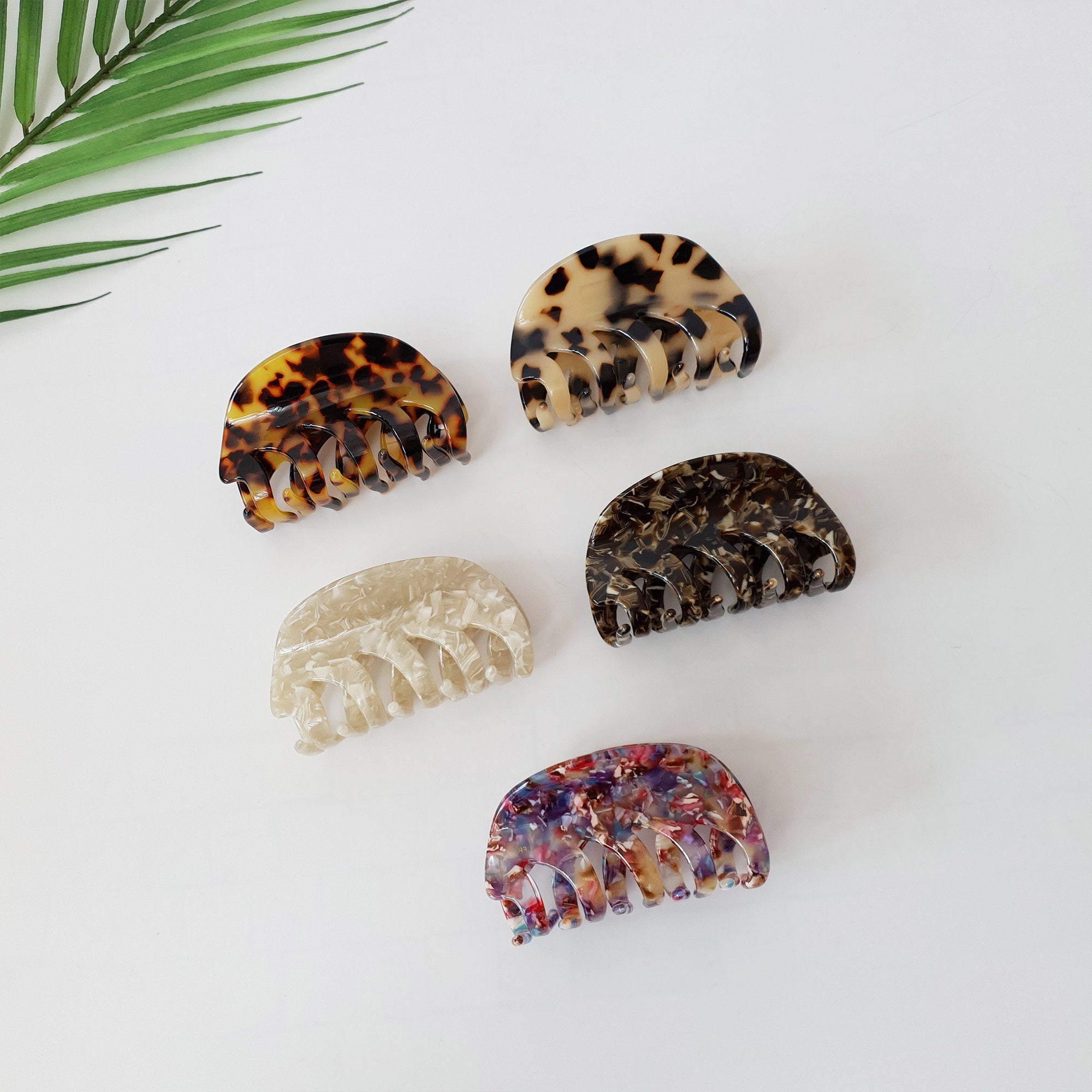 Tortoise Marble Lunar Medium Hair Clip / Luxurious Cellulose French Hair Pin / Hair Accessory for Woman / Large Hair Claw