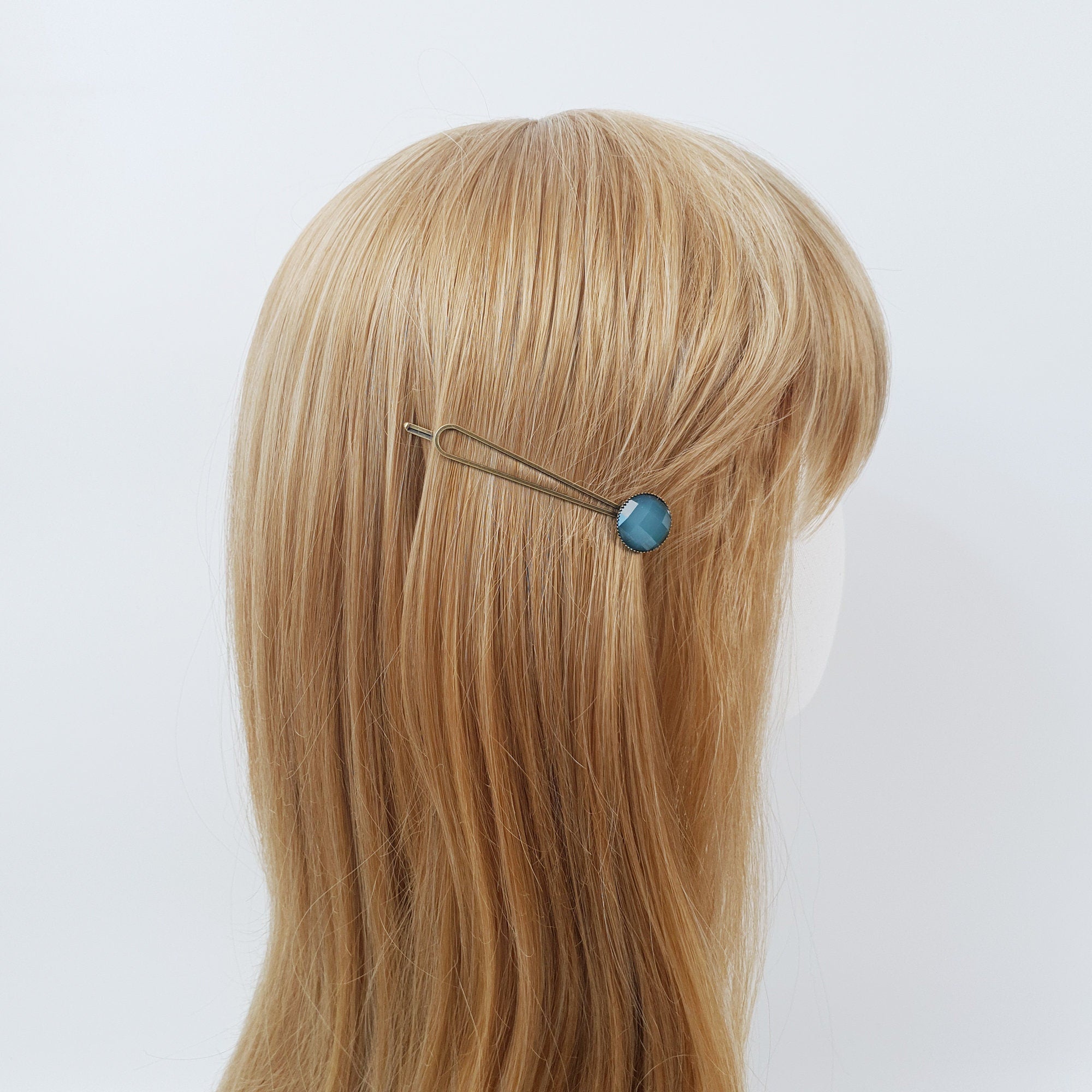 Circle Formica Small Hair Pin / Vintage Antique Three Line Hair Bobby Pin / Hair Accessory Pin for Woman / Snap Clip for Thin Hair
