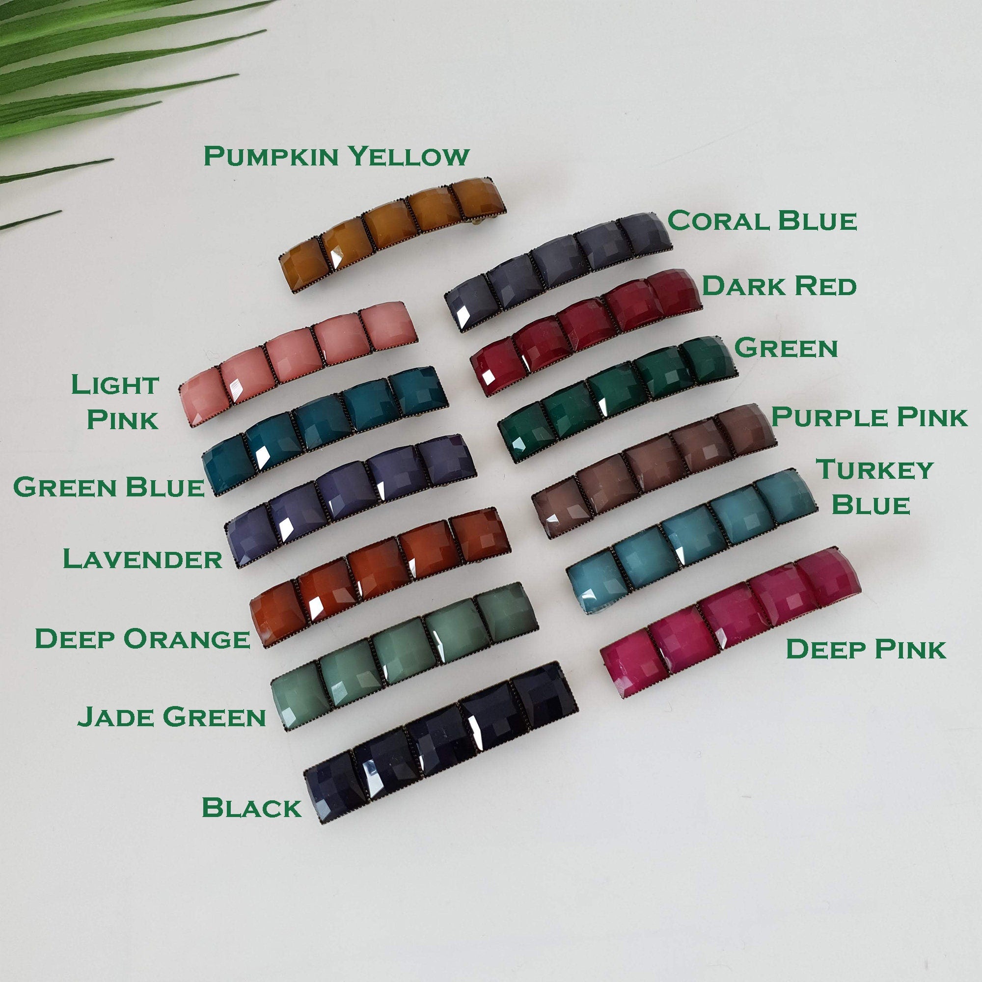 Square Formica Hair Barrette (2.4 Inch) / Diamond Cut Formica Stone Barrette / Vintage Antique Hair Accessory / Automatic Hair Pin