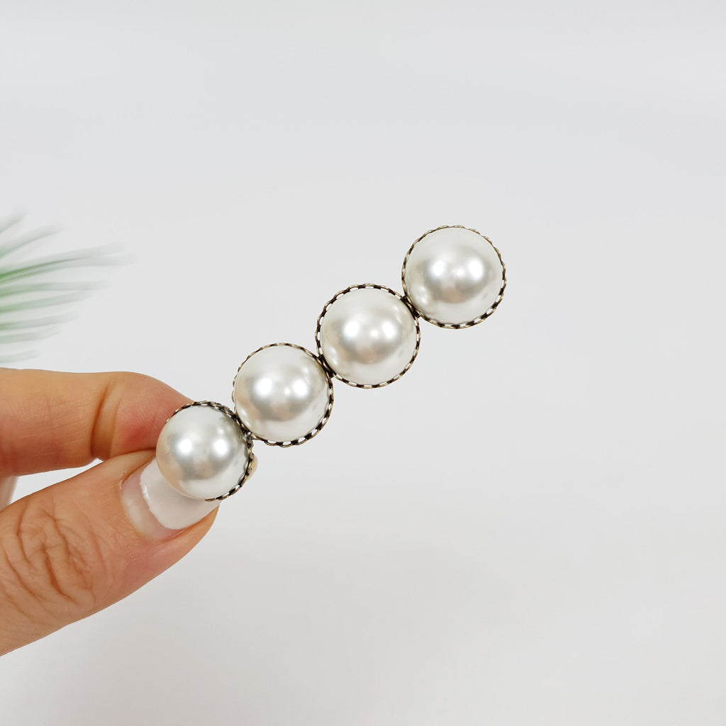 Formica Love Ball Hair Barrette (2.4 Inch) / Diamond Cut Formica Stone Decorated Barrette / Vintage Antique Accessory for Woman