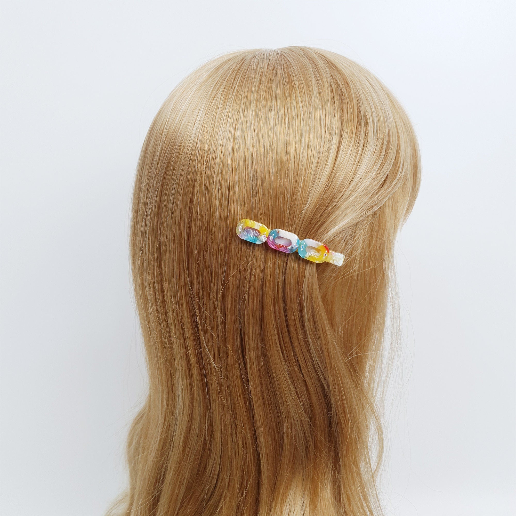 Leopard Cubic Triple Chain Hair Clip / Tortoise Marble French Hair Pin / Hair Accessory for Woman / Alligator Hair Clip