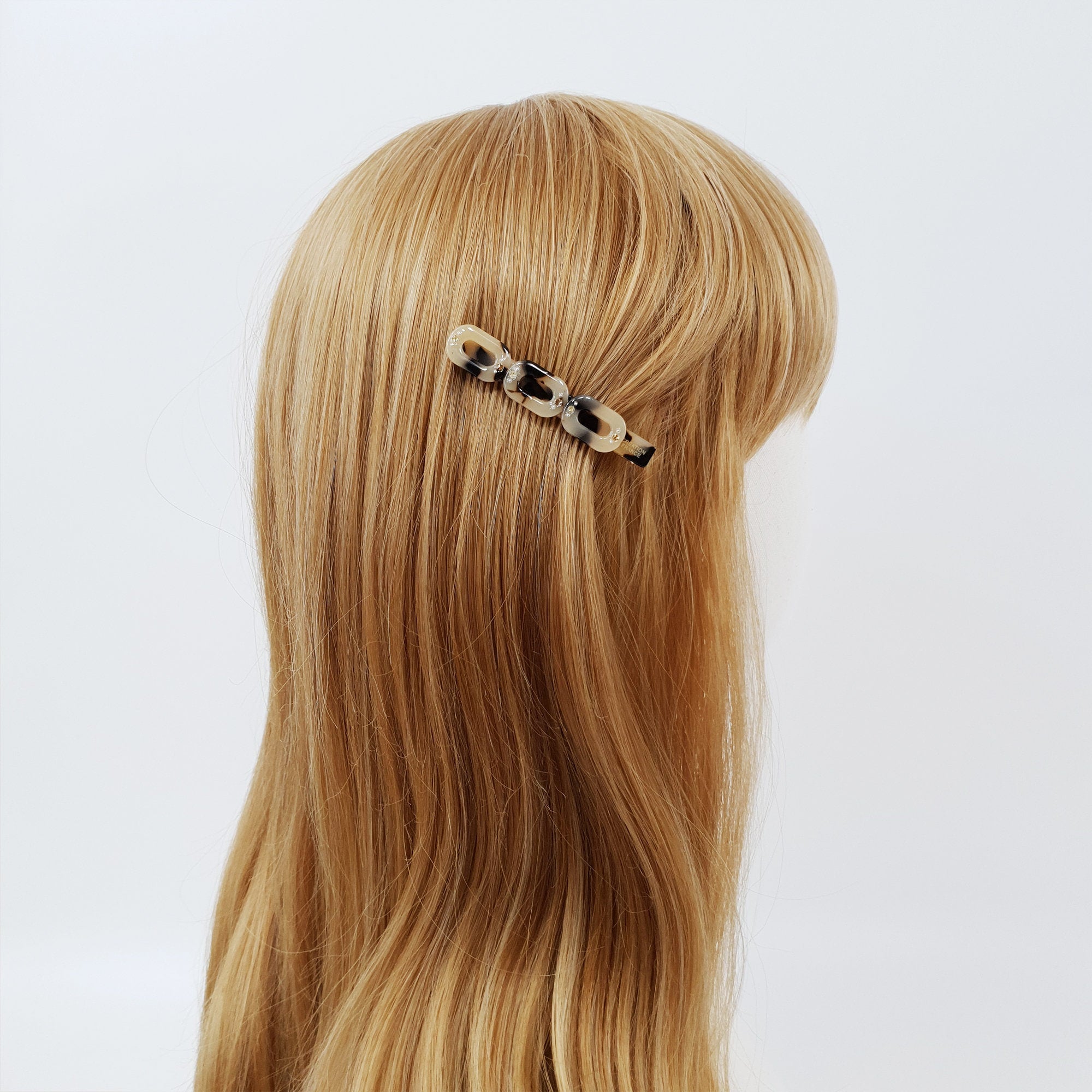 Leopard Cubic Triple Chain Hair Clip / Tortoise Marble French Hair Pin / Hair Accessory for Woman / Alligator Hair Clip