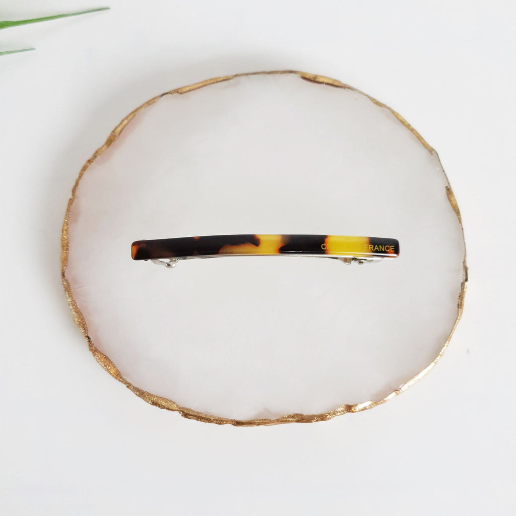Tortoise Shell Mini Slim Hair Barrette (2.6 Inch) / Elegance Leopard French Hair Pin / Hair Accessory for Woman / Automatic Hair Clip