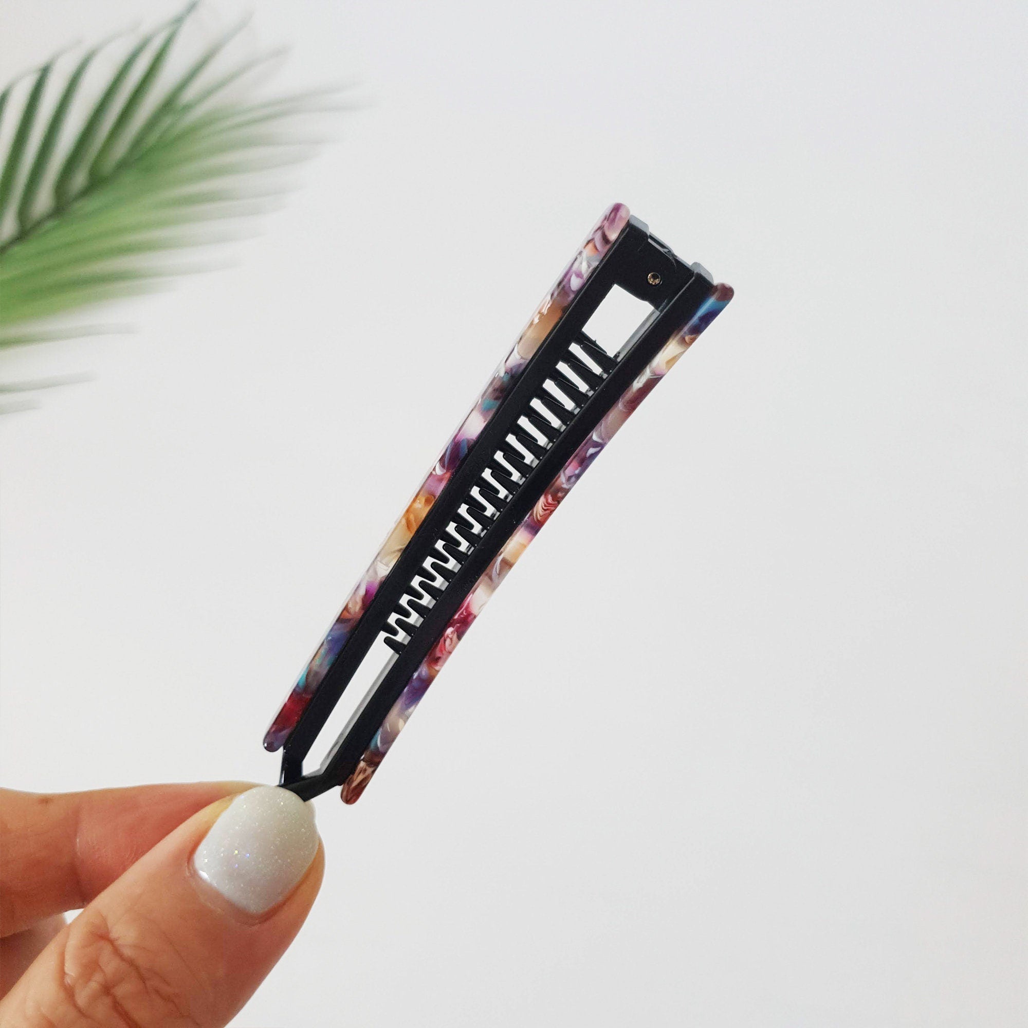 Tortoise Shell Small Slim Banana Clip / Leopard Hair Comb Barrette / Clincher Comb Hair Accessory