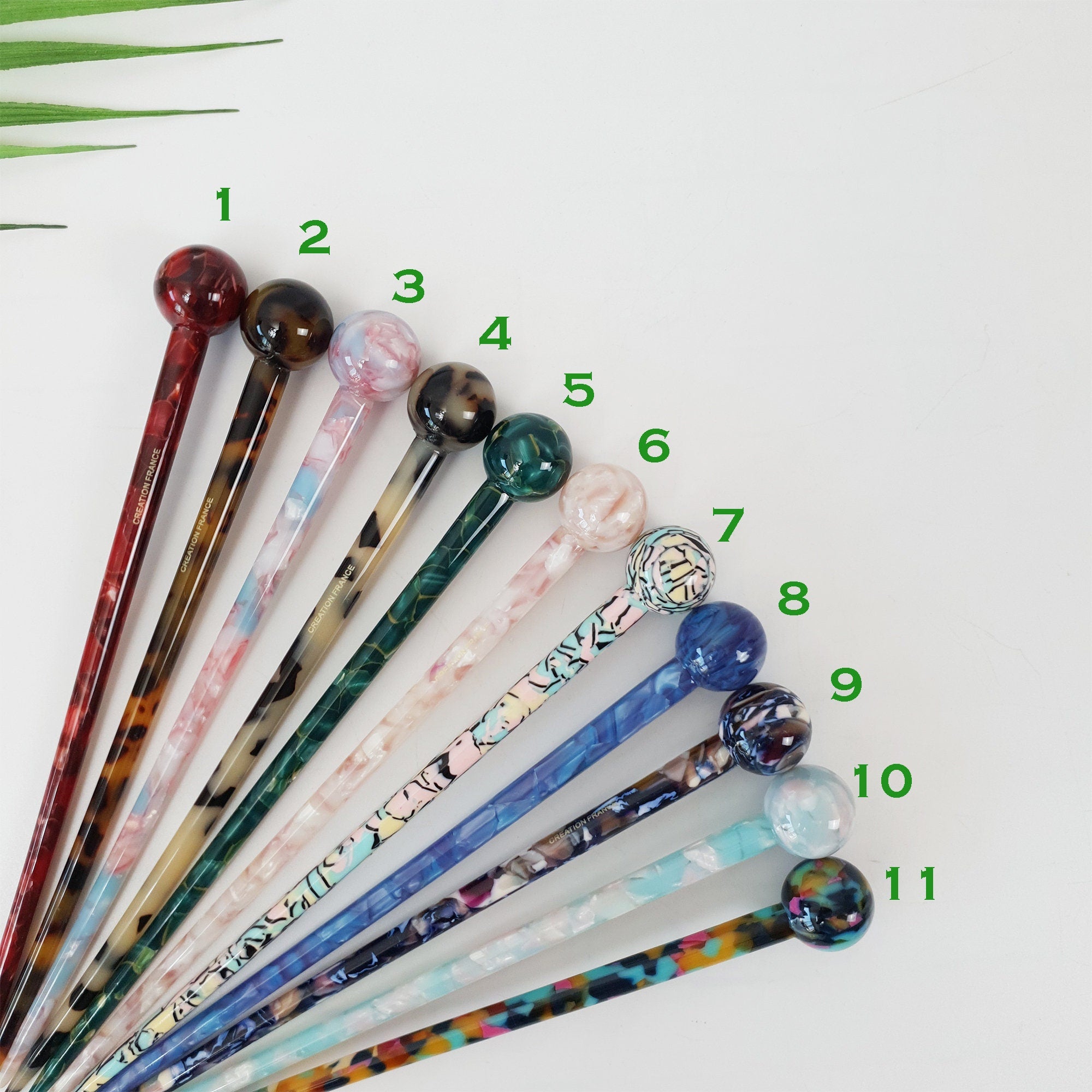 Tortoise Shell Big Bead Hair Stick (7.5 Inch) / Vintage French Hair Pin / Hair Fork for Thick Hair