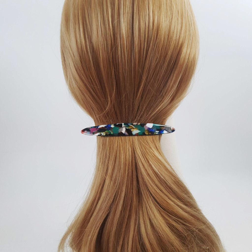 Cellulose Long Oval Hair Barrette (4.3 Inch) / Tortoise Marble French Hair Pin / Hair Accessory for Woman / Automatic Hair Clip