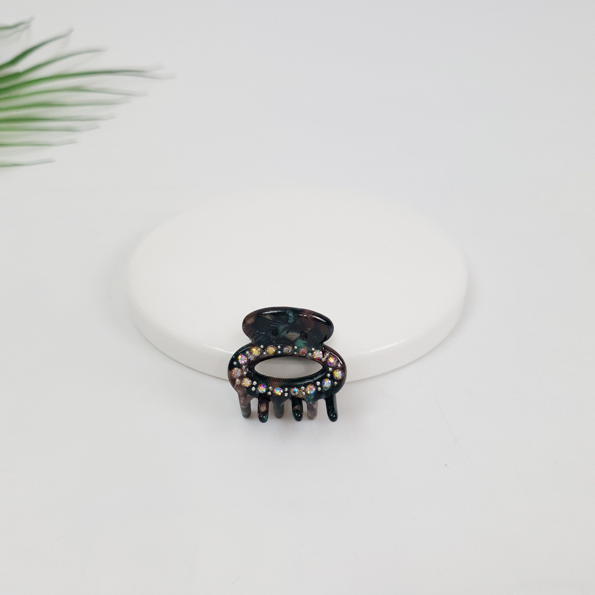 Cubic Round Mini Hair Clip (1.0 Inch) / Tortoise Shell French Hair Pin / French Barrette / Hair Accessory for Woman