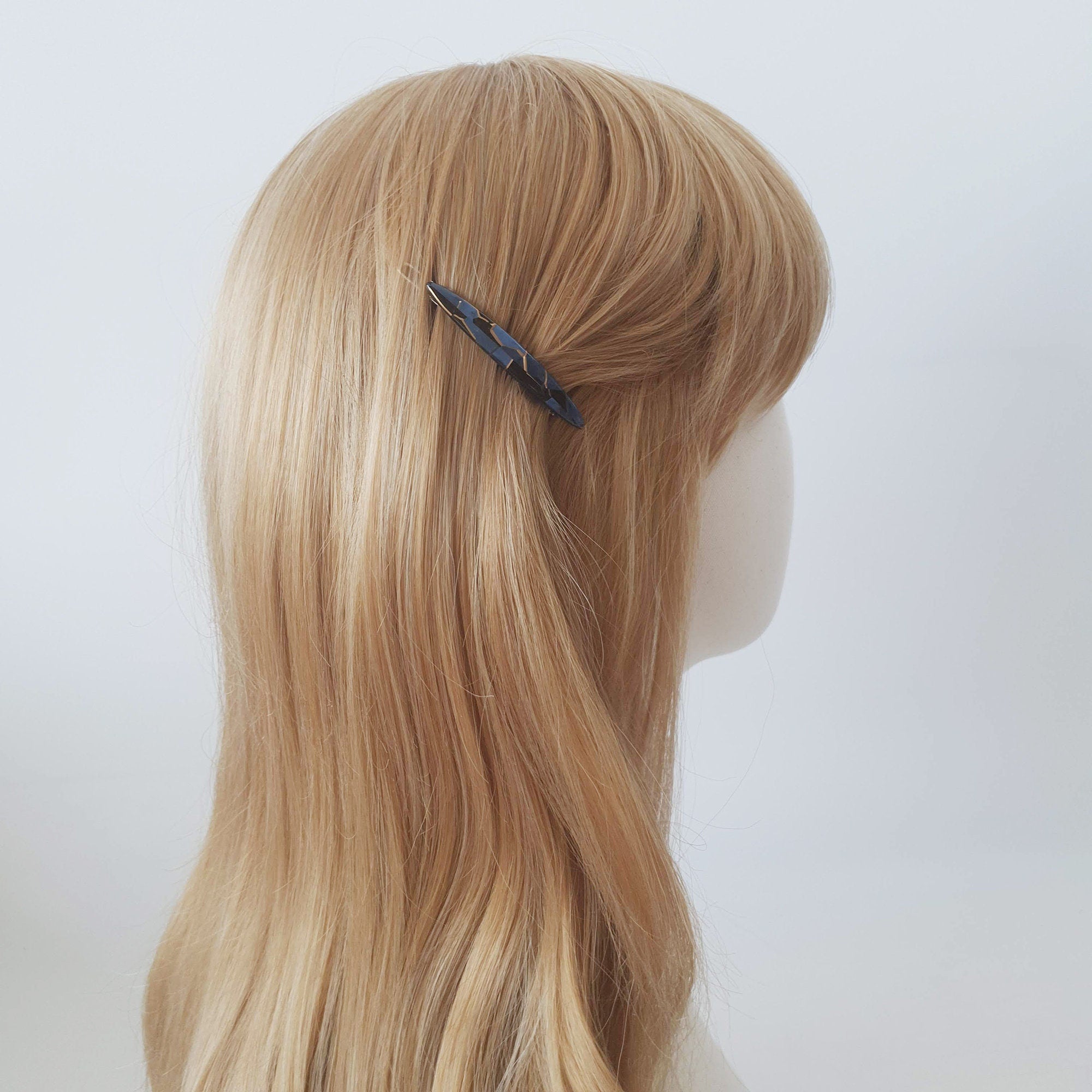 Tortoise Shell Mini Slim Oval Bobby Pin / Vintage French Hair Pin / Bow Barrette for Woman