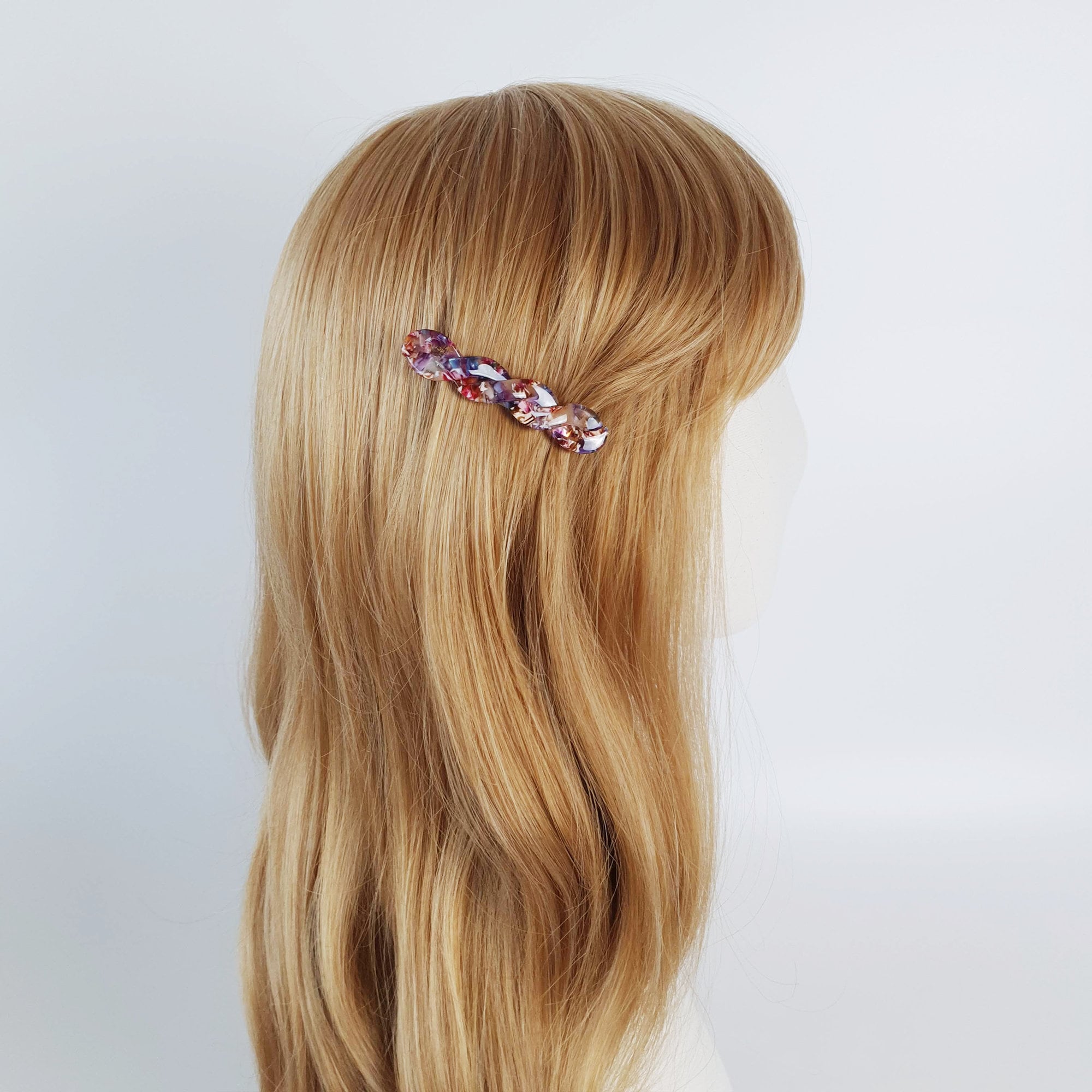 Leopard Candy Twist Hair Barrette / Tortoise Marble French Hair Pin / Hair Accessory for Woman / Automatic Hair Clip