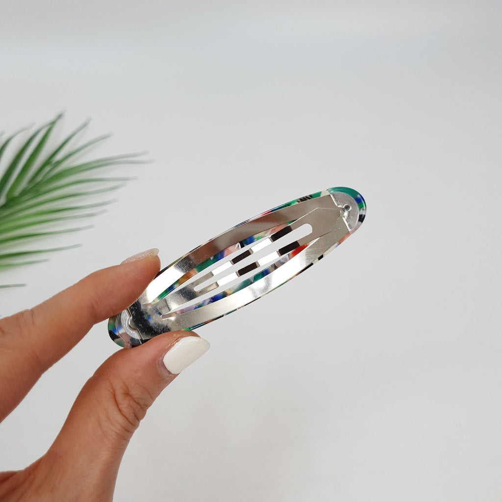 Tortoise Shell Aurora Long Oval Snap Clip (3.3 Inch) / French Hairgrip Barrette / French Hair Pin / Tic Tac Hair Clip Pin