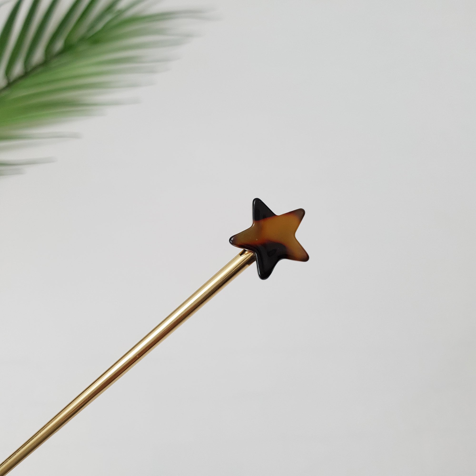 Star Shape Metal Hair Stick (6.0 Inch) / Tortoise Shell French Hair Pin / Metal Hair Fork for Thick Hair