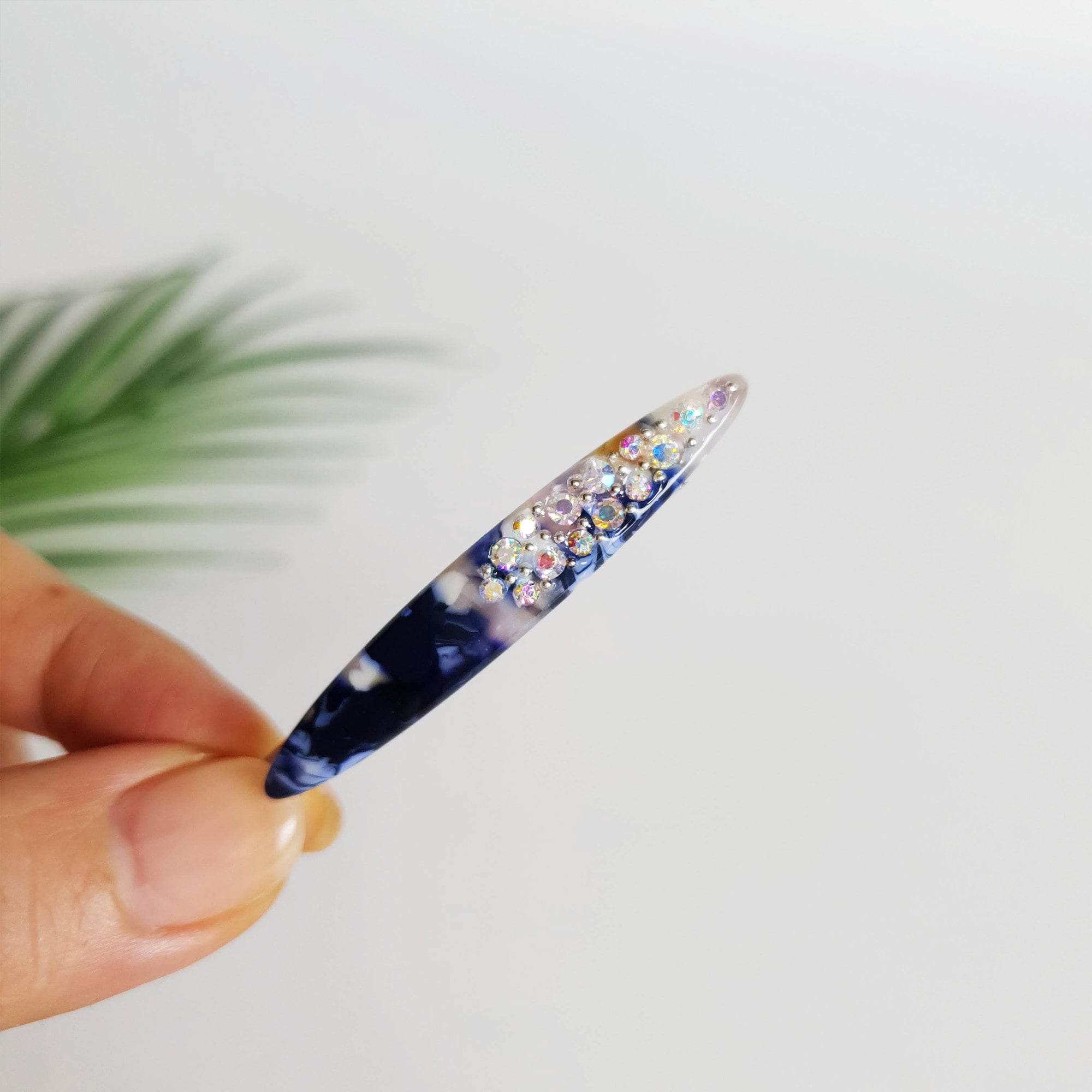 Tortoise Shell Cubic Slim Oval Bobby Pin / Luxurious French Hair Clip Claw / Hair Accessory for Woman / Bow Barrette for Thin Hair