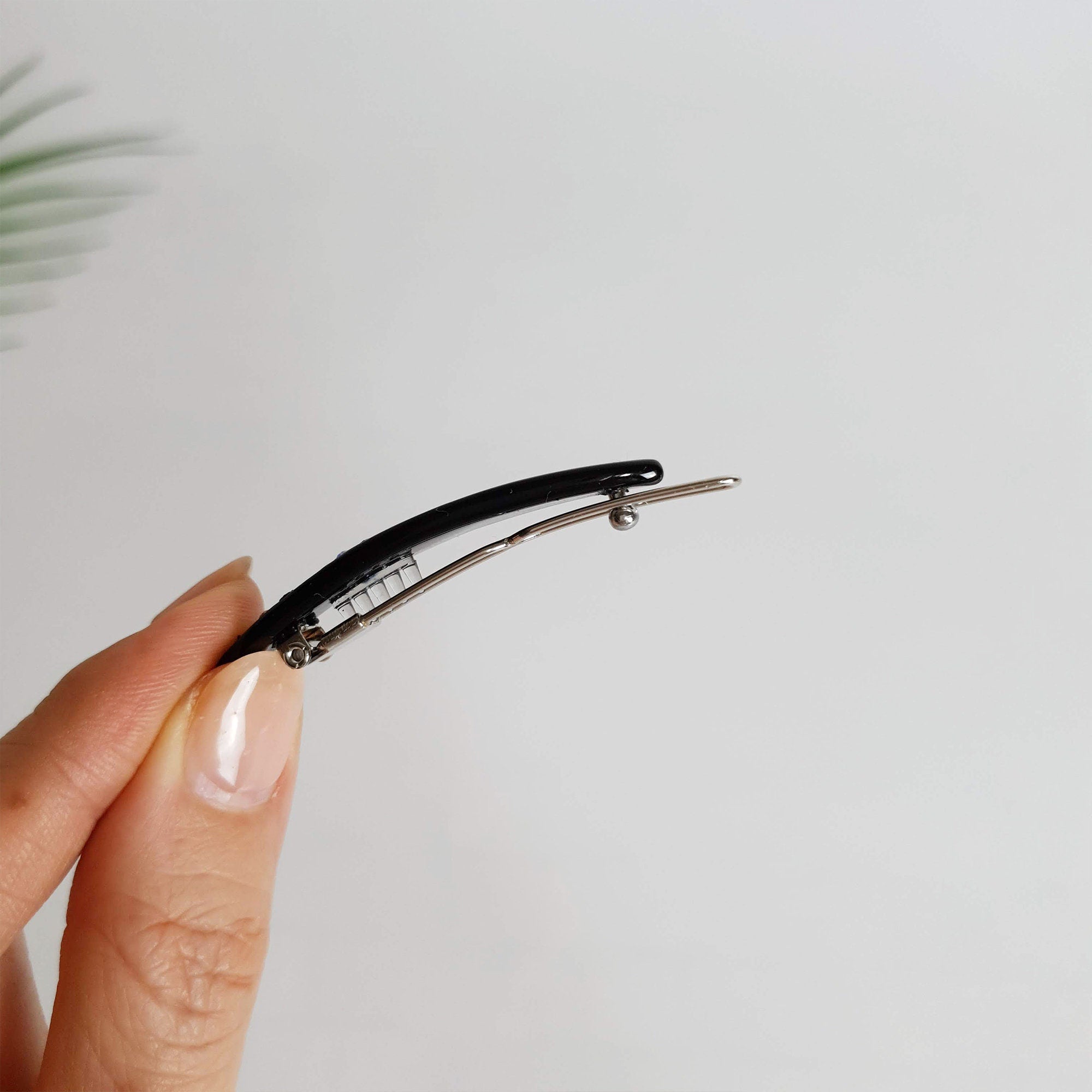 Tortoise Shell Cubic Slim Oval Bobby Pin / Luxurious French Hair Clip Claw / Hair Accessory for Woman / Bow Barrette for Thin Hair