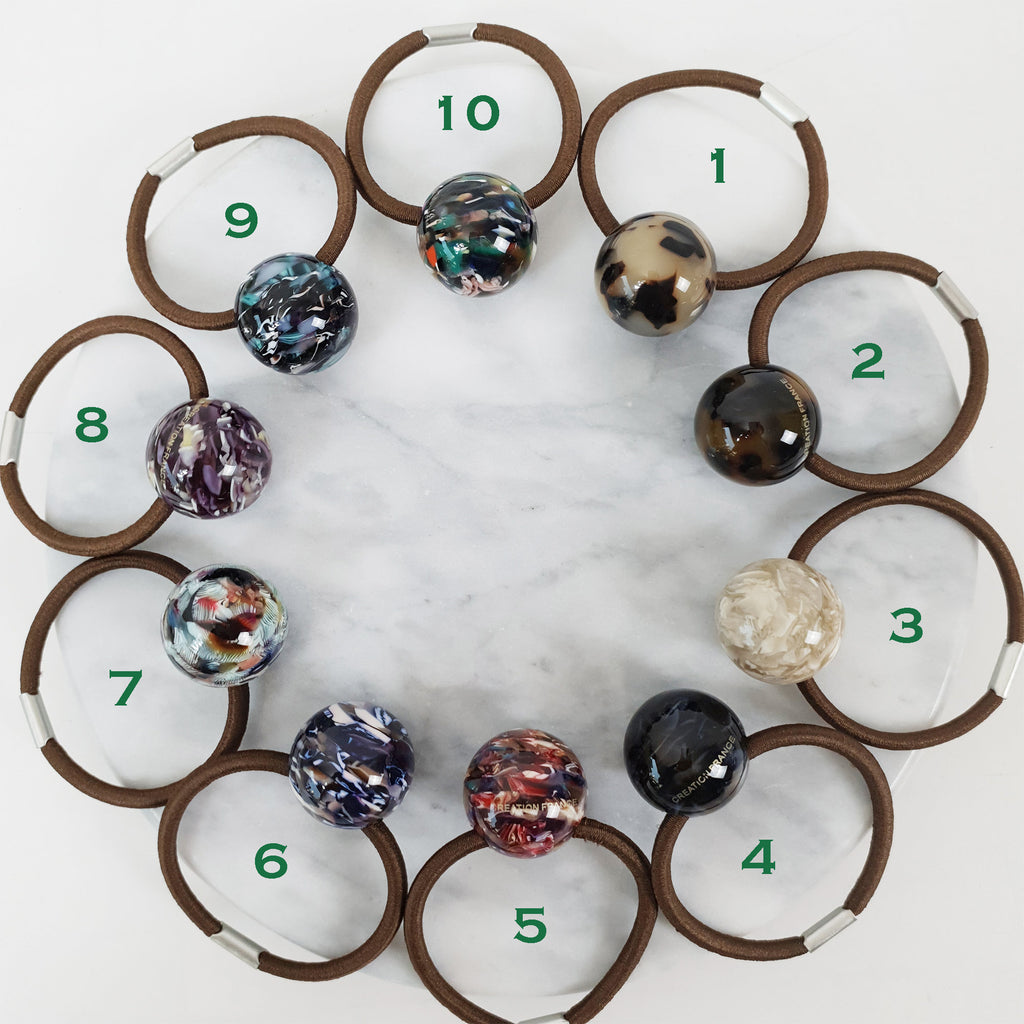 Tortoise Shell Round Bead Hair Tie / Cute French Ponytail Holder / Hair Accessory for Woman / French Hair Pin / Hair Scrunchy