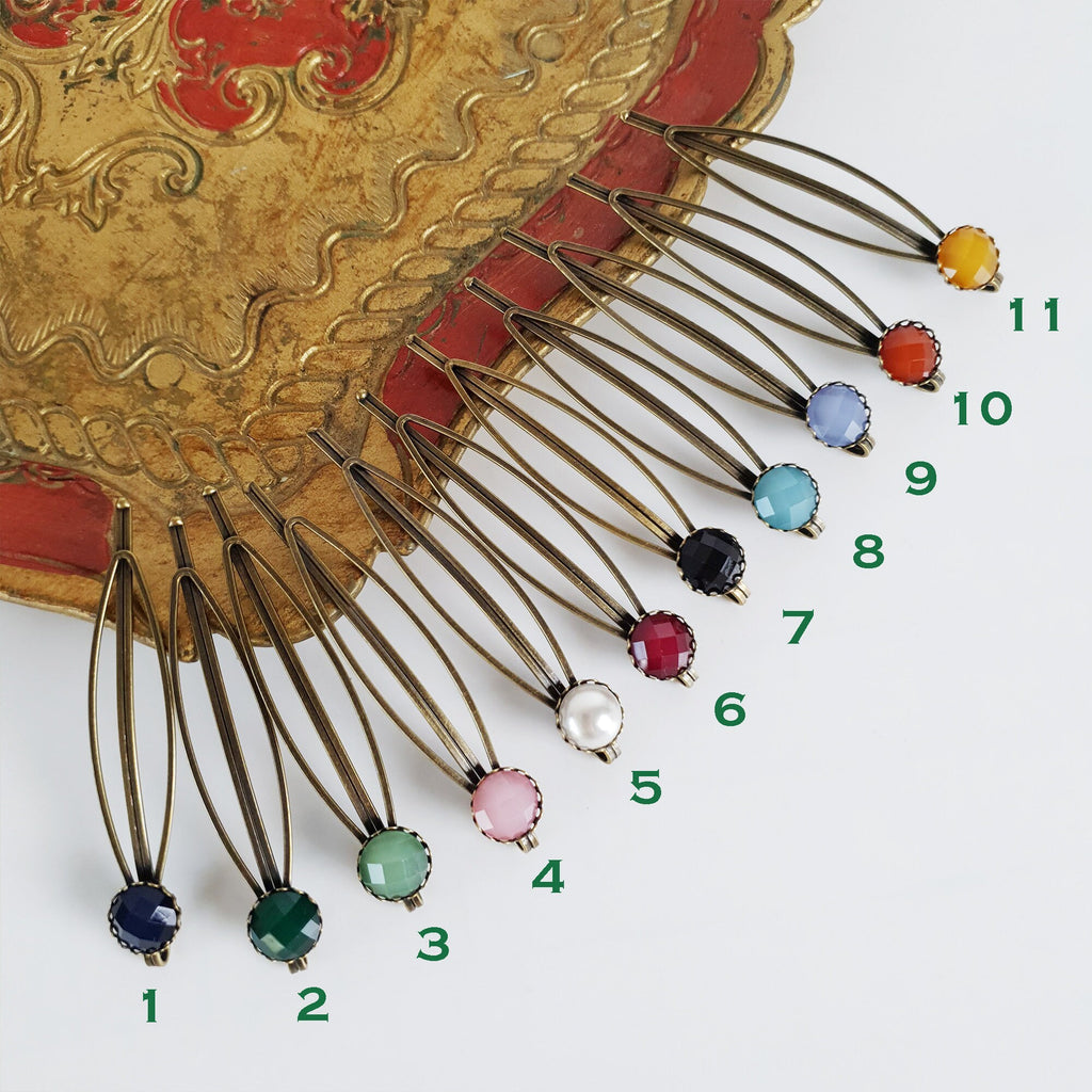 Circle Round Formica Hair Pin / Vintage Antique Three Line Hair Bobby Pin / Hair Accessory Pin for Woman