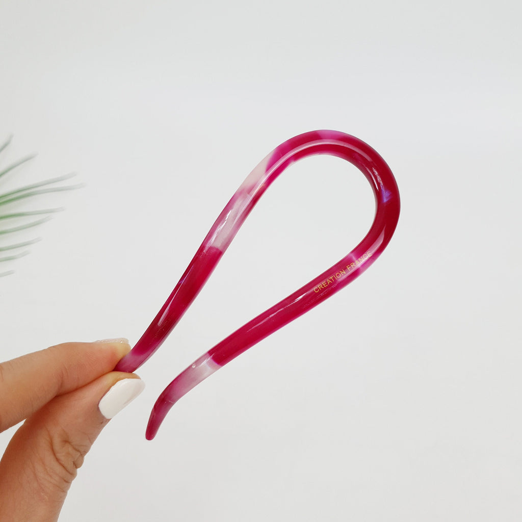 Tortoise Shell U Shape Medium Hair Stick / Vintage French Hair Pin / Hair Fork for Thick Hair