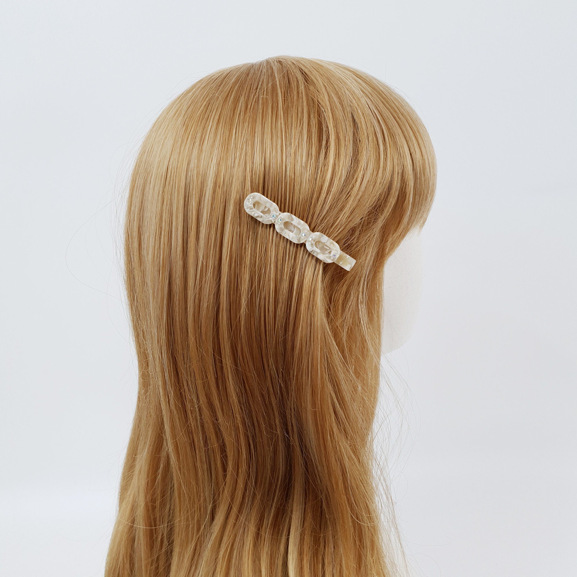 Leopard Cubic Triple Chain Hair Clip / Tortoise Marble French Hair Pin / Hair Accessory for Woman / Alligator Hair Clip