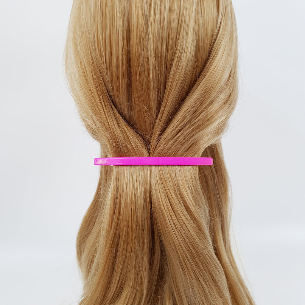 Slim Simple Line Hair Barrette (4.1 Inch) / Elegance Vivid Color Hair Pin / Hair Accessory for Woman / Automatic Hair Clip