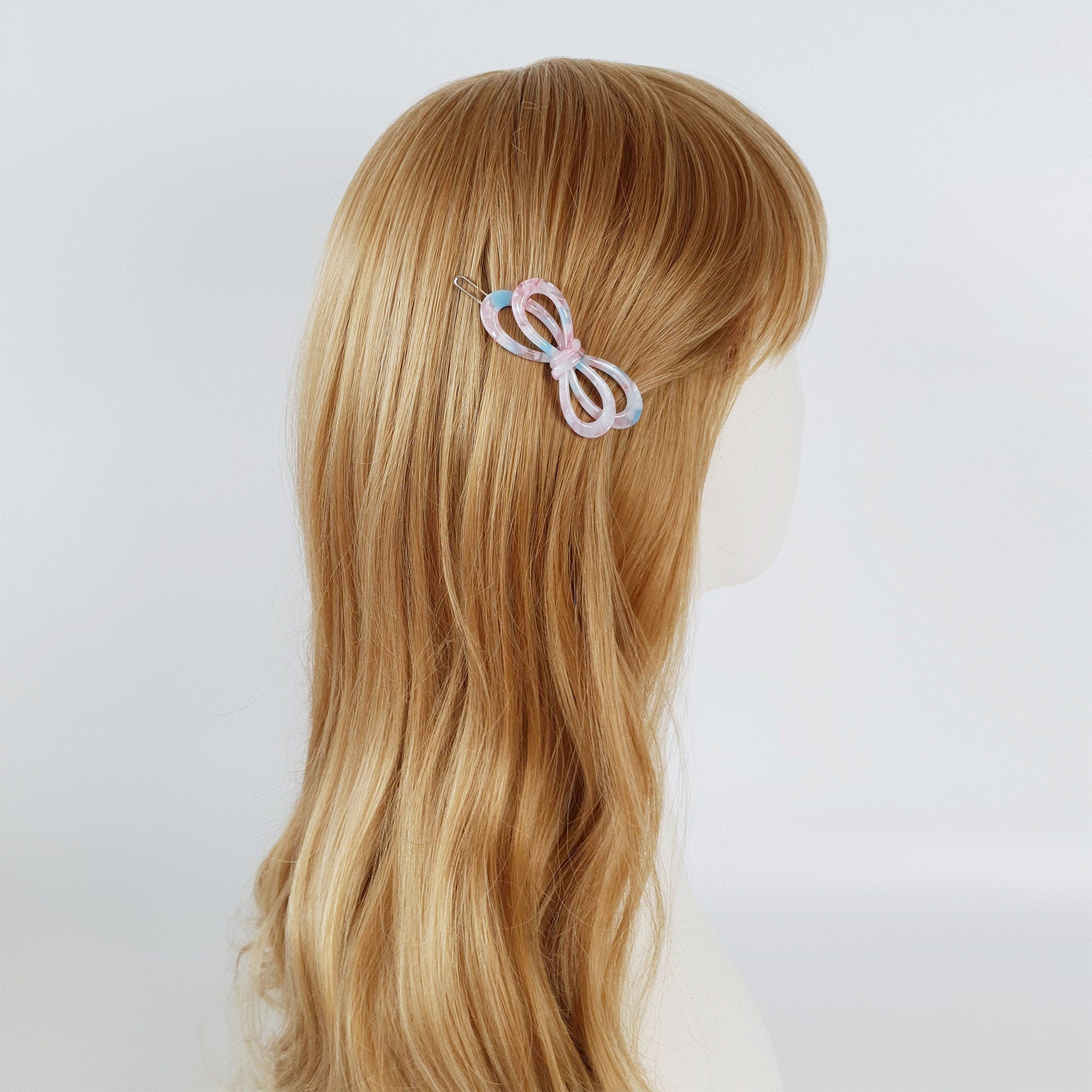 Tortoise Shell Ribbon Bobby Pin / Leopard French Hair Pin / Hair Accessory for Woman / Bow Barrette for Thin Hair