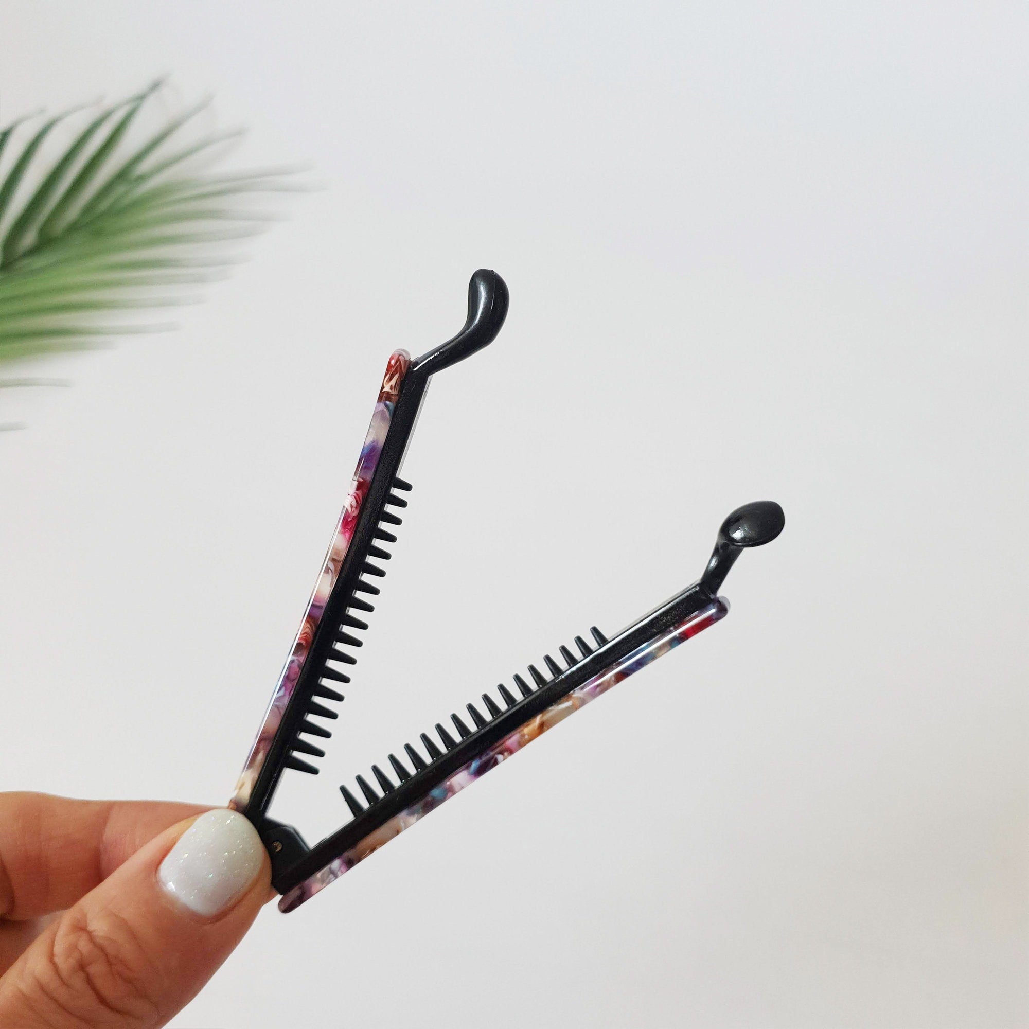 Tortoise Shell Small Slim Banana Clip / Leopard Hair Comb Barrette / Clincher Comb Hair Accessory