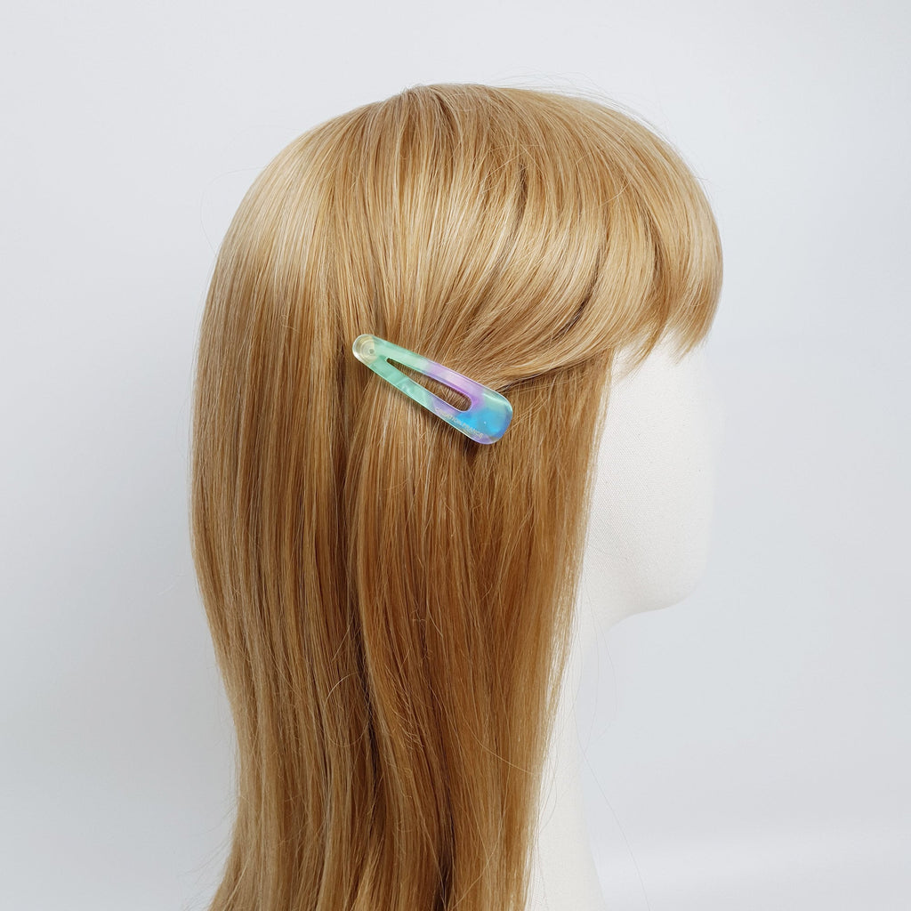 Leopard Aurora Triangle Snap Clip (2.2 Inch) / Tortoise Marble Hairgrip Barrette / French Hair Pin / Tic Tac Hair Clip Pin