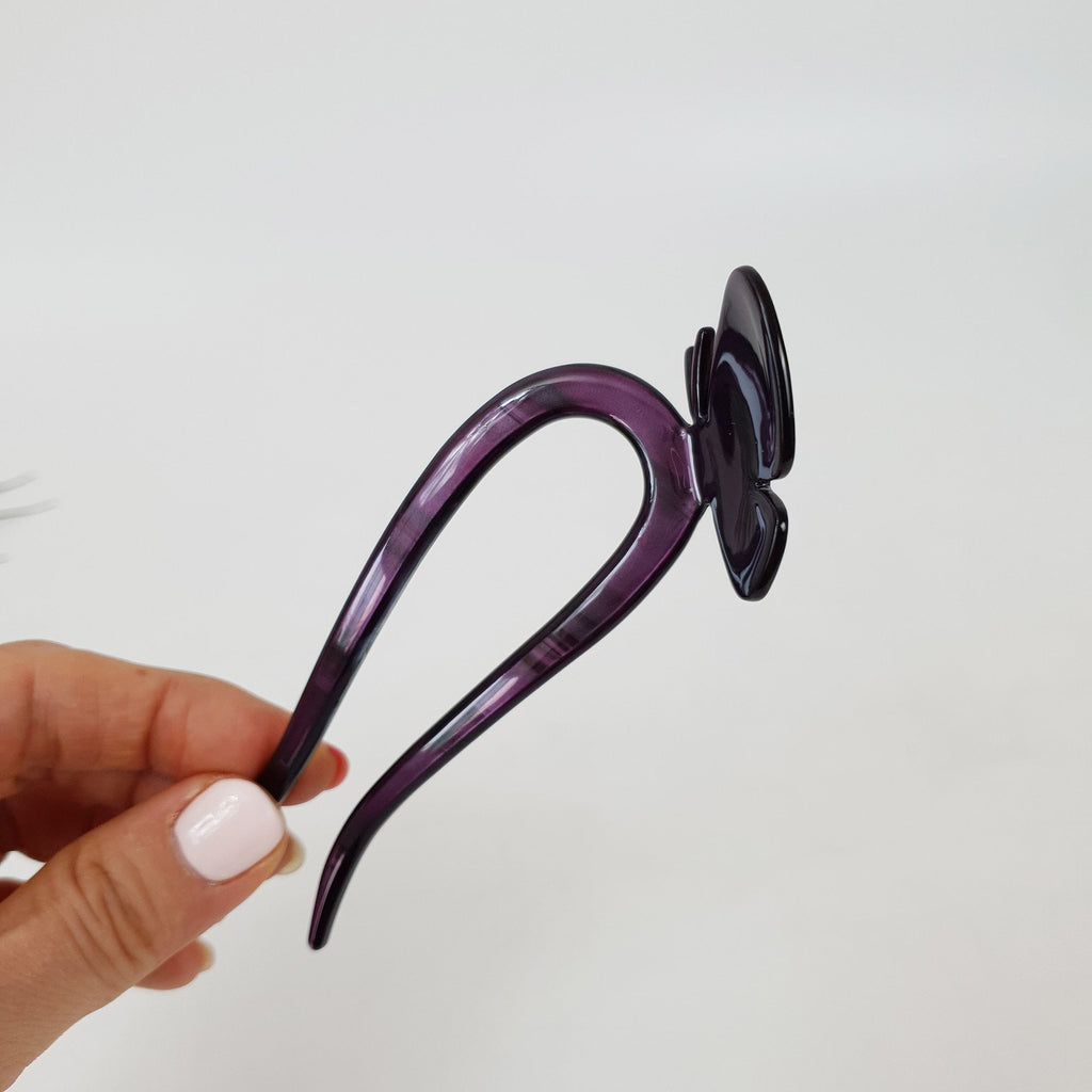 Leopard Two Color Butterfly U Shape Hair Stick (5.0 Inch) / Tortoise Marble French Hair Fork Comb / Hair Clasp for Woman