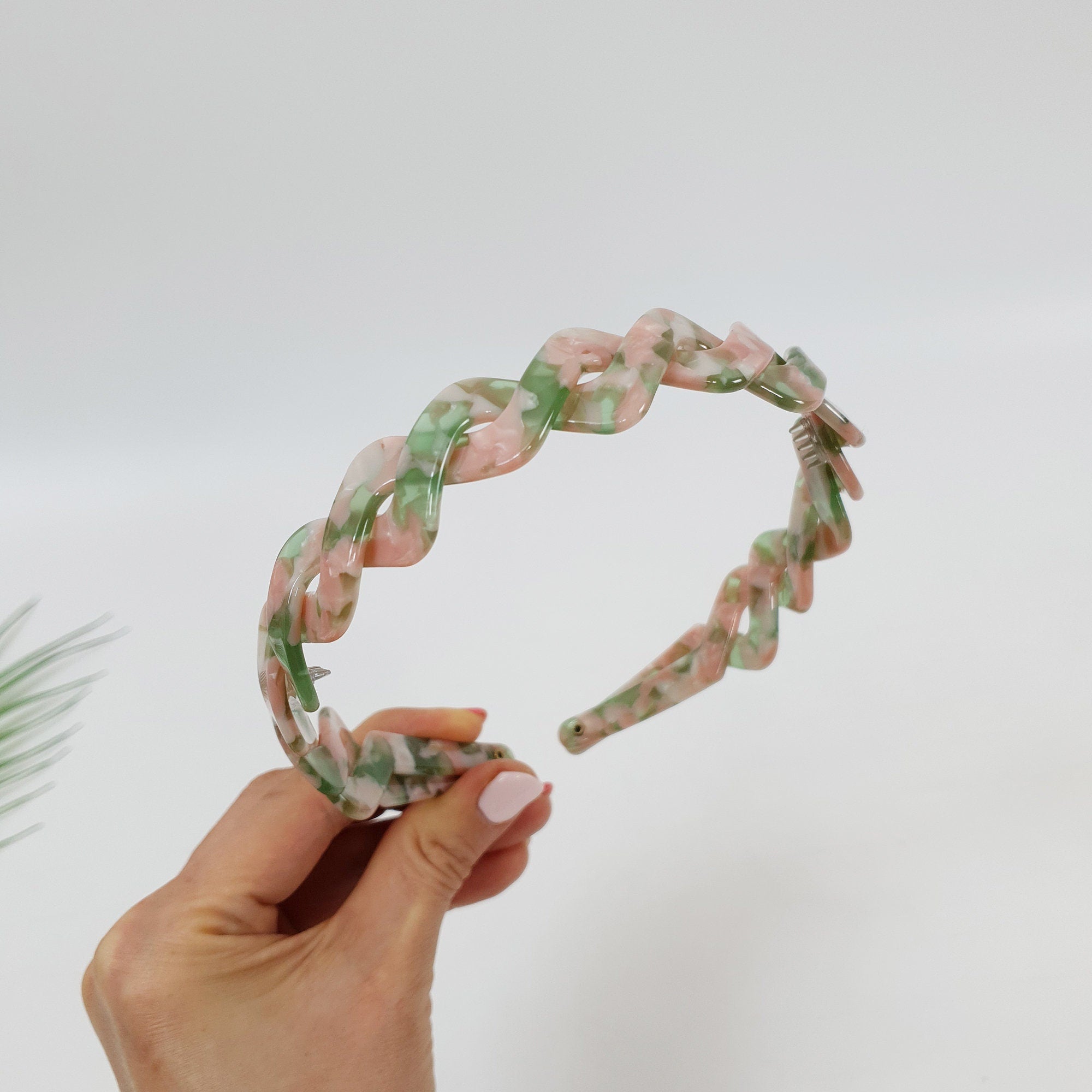 Tortoise Shell Twist Thin Headband / Leopard Olive Peach Headband / Hair Accessory for Woman / Twisted Headband