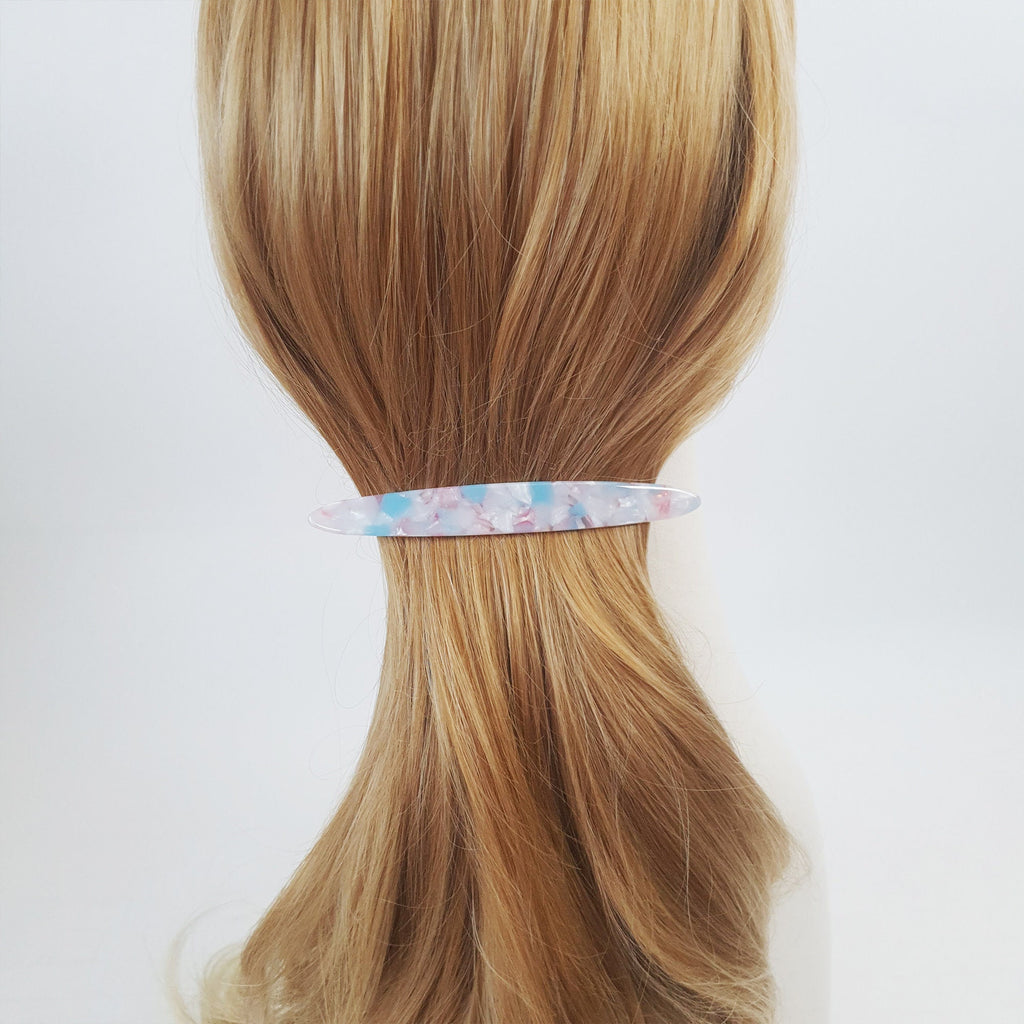 Cellulose Long Oval Hair Barrette (4.3 Inch) / Tortoise Marble French Hair Pin / Hair Accessory for Woman / Automatic Hair Clip