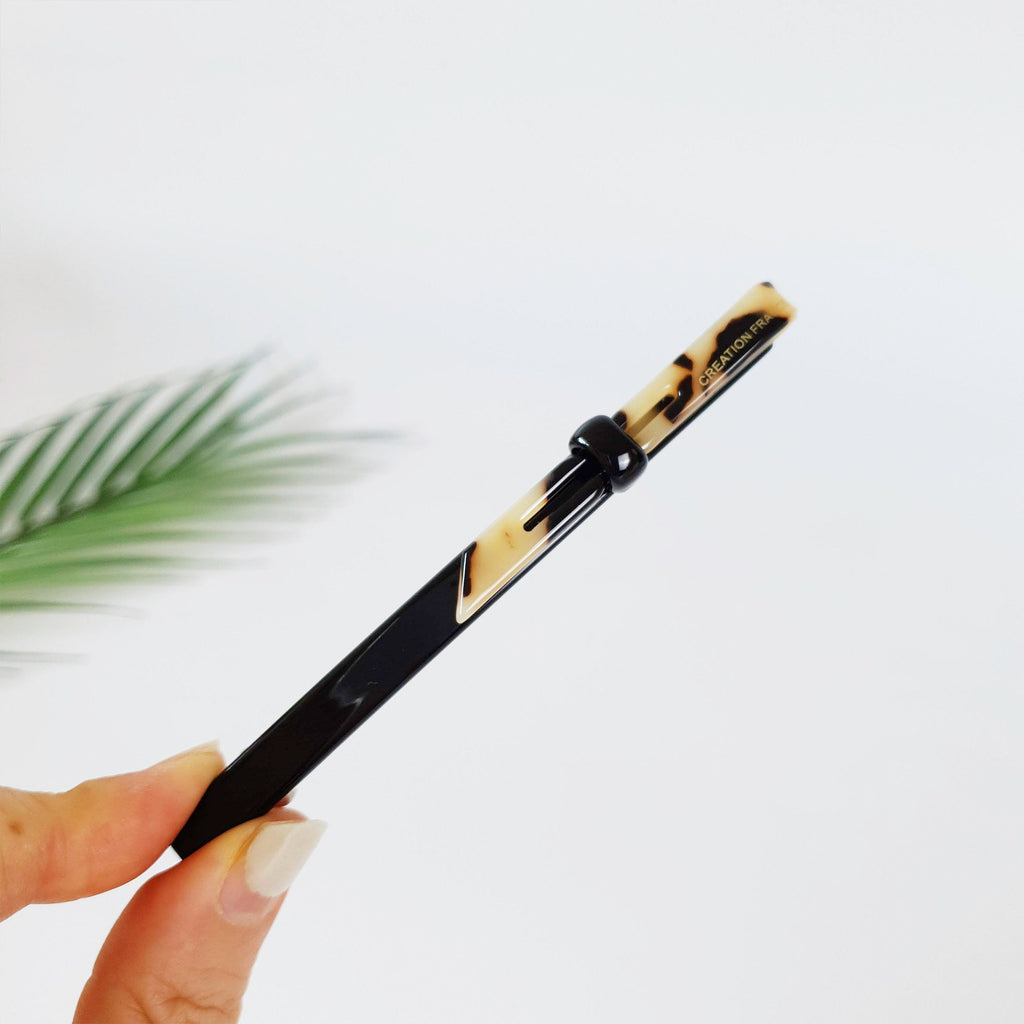 Long Ribbon Hair Barrette (4.3 Inch) / Tortoise Marble French Hair Pin / Hair Accessory for Woman / Automatic Hair Clip