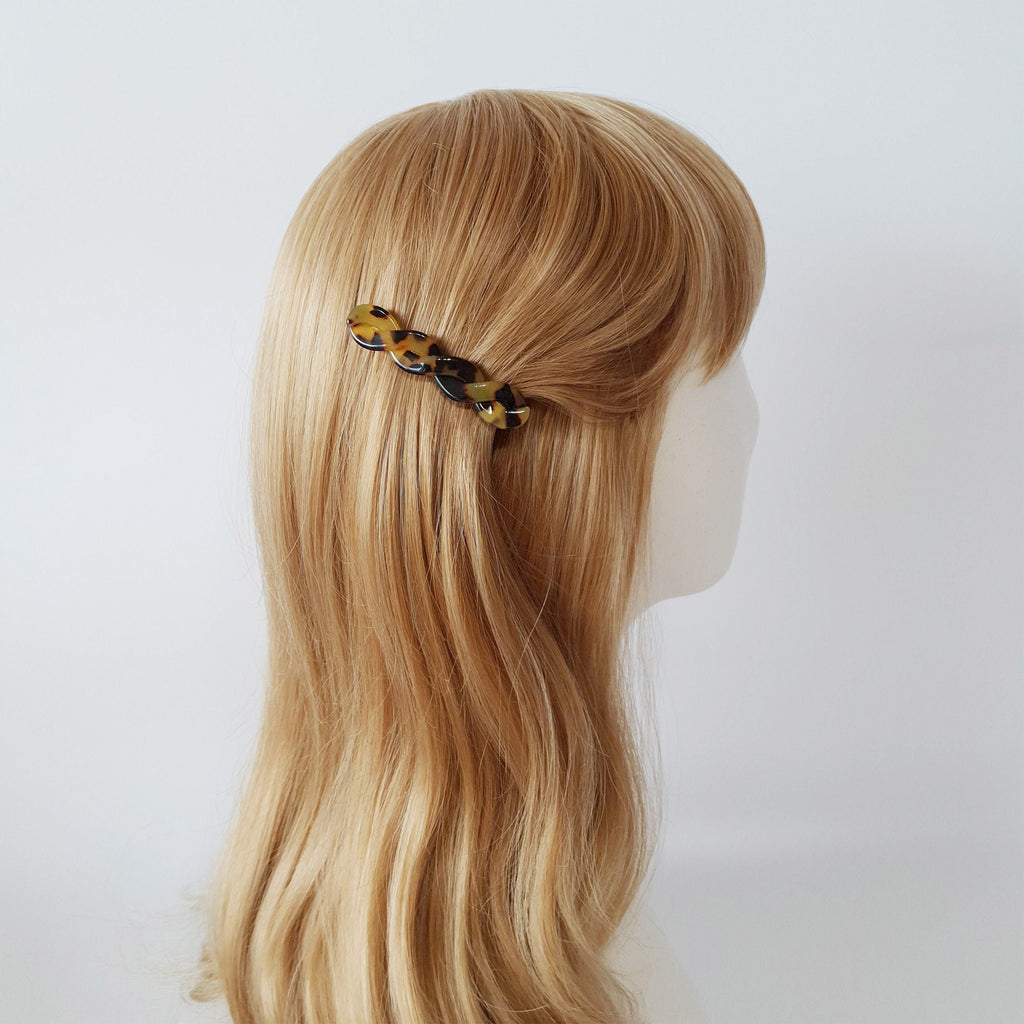 Leopard Candy Twist Hair Barrette / Tortoise Marble French Hair Pin / Hair Accessory for Woman / Automatic Hair Clip