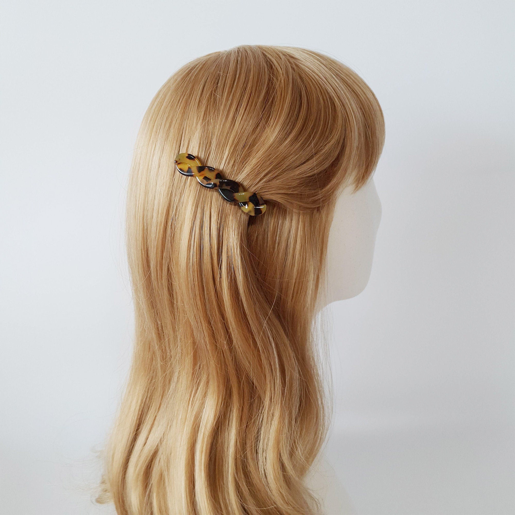 Leopard Candy Twist Hair Barrette / Tortoise Marble French Hair Pin / Hair Accessory for Woman / Automatic Hair Clip