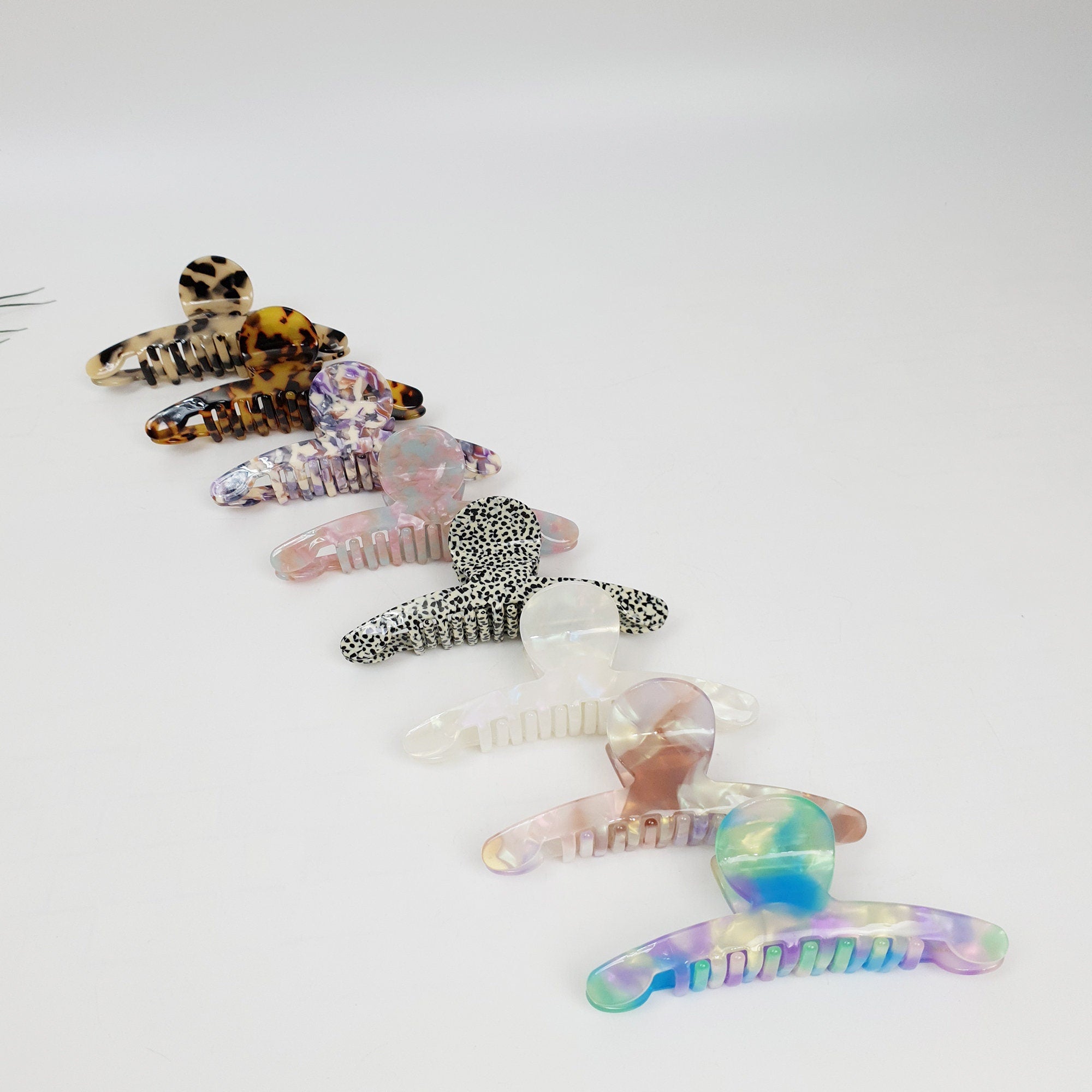 Tortoise Marble Aurora Big Size Hair Clip / Leopard French Hair Claw / Hair Barrette for Woman