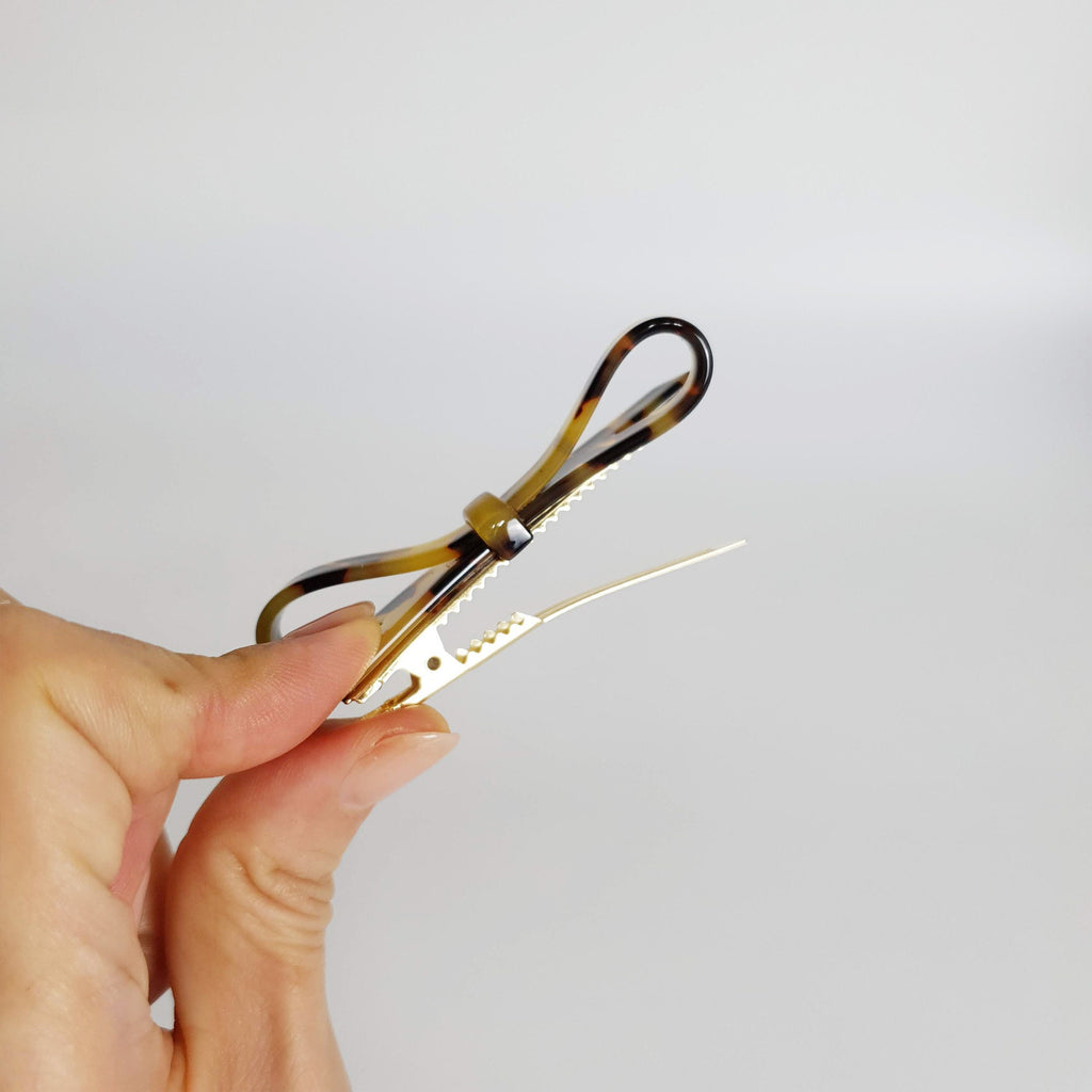 Tortoise Shell Simple Ribbon Alligator Hair Clip (2.8 Inch) / Leopard French Hair Pin / Hair Barrette for Woman
