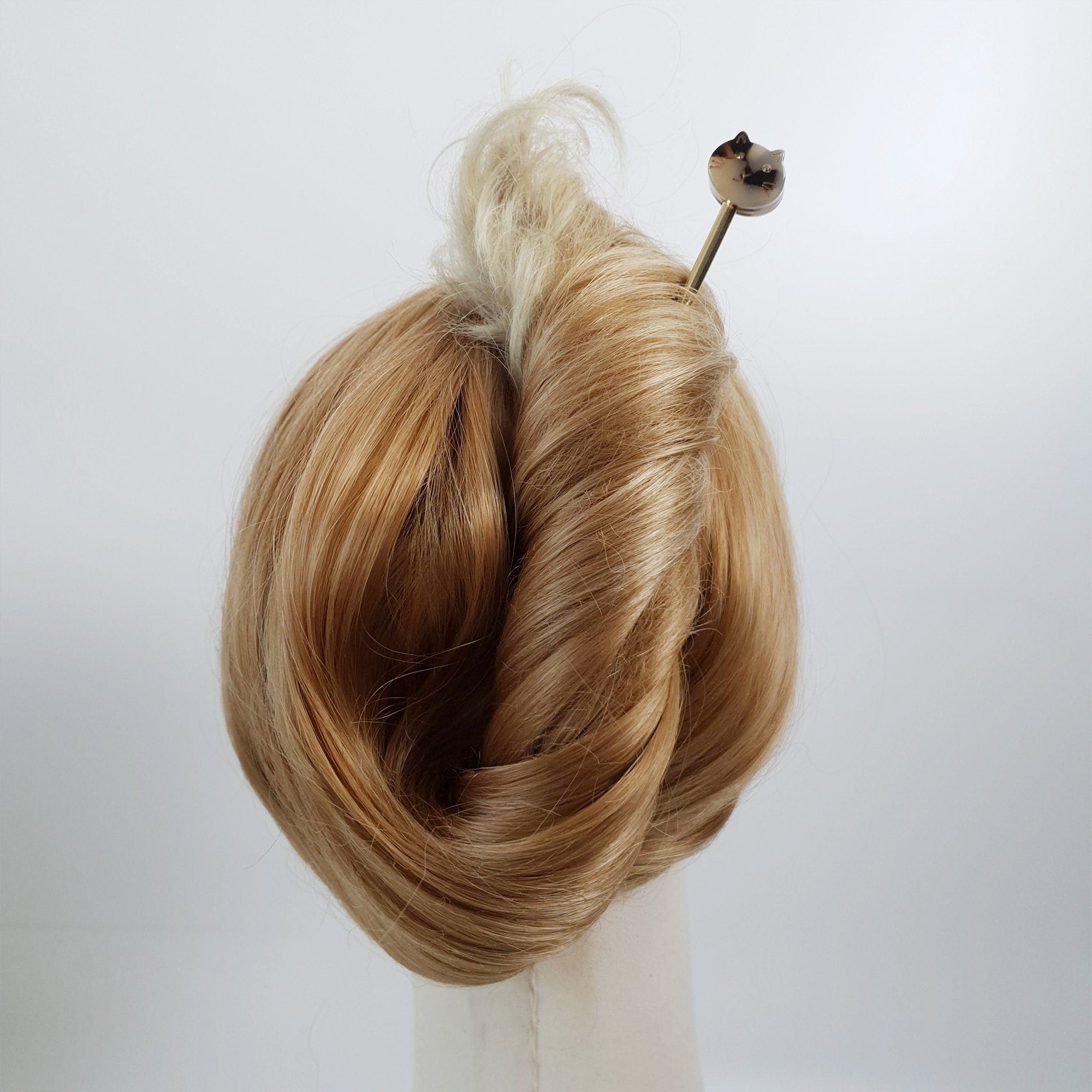 Chic Cat Metal Hair Stick (6.0 Inch) / Tortoise Shell French Hair Pin / Cute Fork Comb / Hair Clasp for Woman