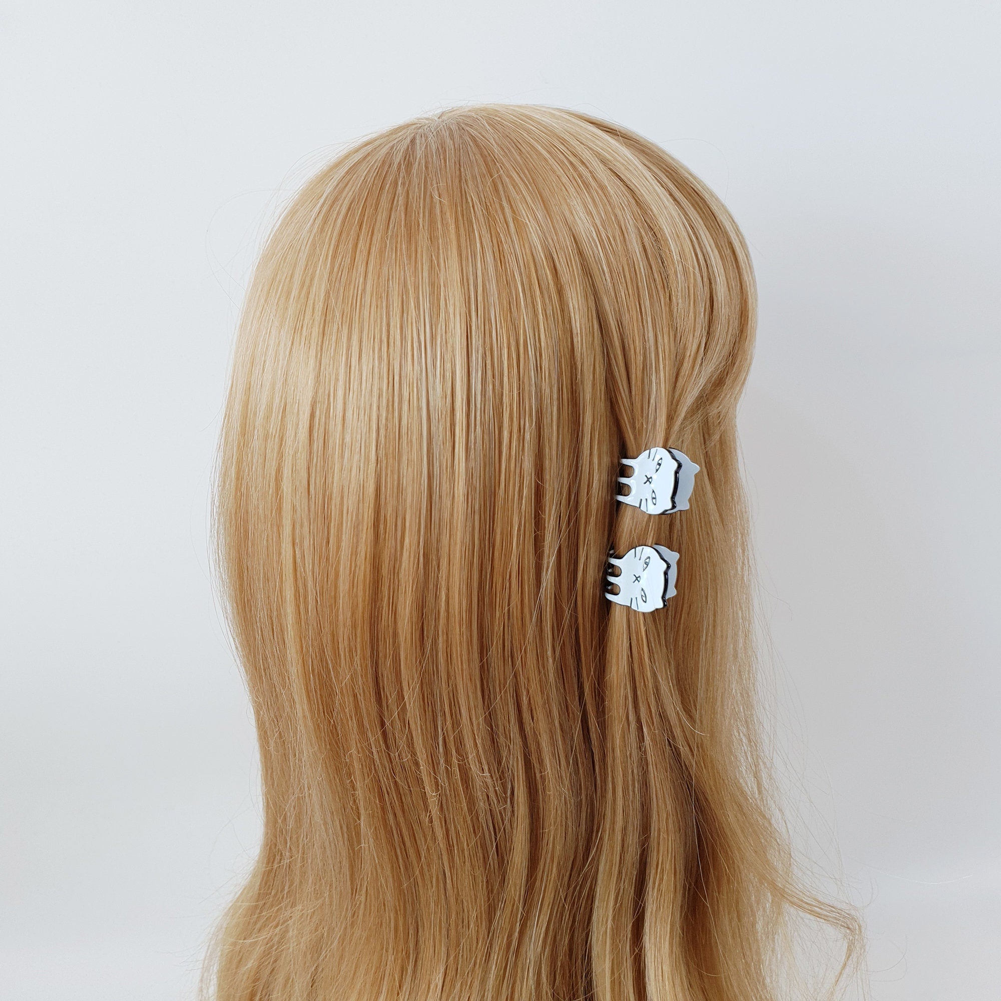 Pastel Tone Chic Mini Kitty Hair Clip - 2 pieces in 1 set / Colorful Small French Hair Pin / Hair Barrette for Woman