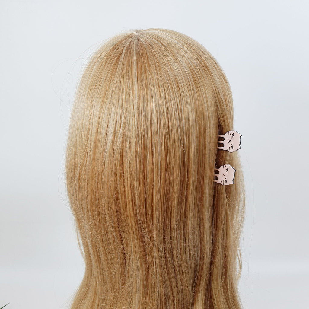 Pastel Tone Chic Mini Kitty Hair Clip - 2 pieces in 1 set / Colorful Small French Hair Pin / Hair Barrette for Woman