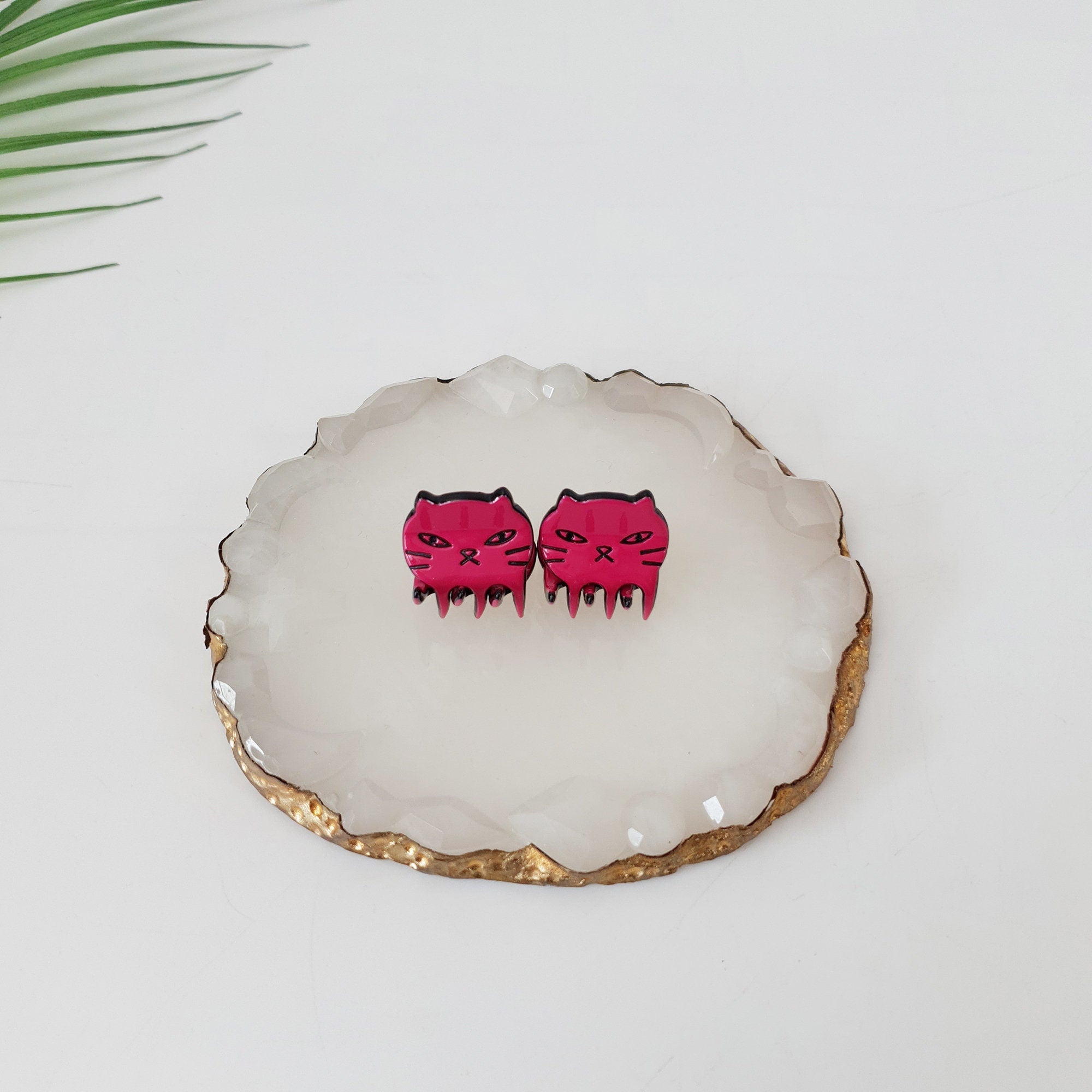 Pastel Tone Chic Mini Kitty Hair Clip - 2 pieces in 1 set / Colorful Small French Hair Pin / Hair Barrette for Woman