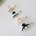 White Big Beaded Pearl Barrette / Vintage Teardrop Hair Claw / Hair Accessory for Woman / Pearl Hair Claw Clip