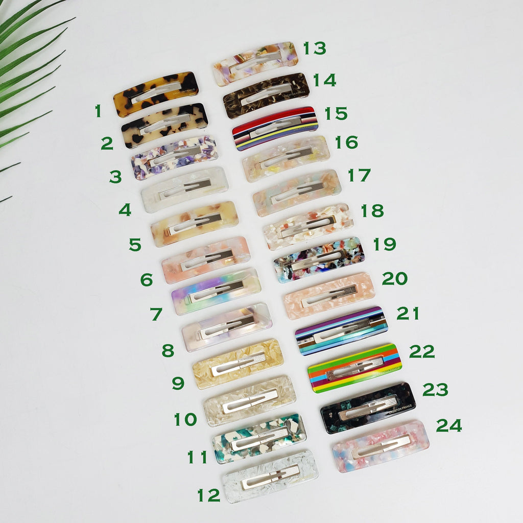 Leopard Aurora Square Snap Clip (2.6 Inch) / Tortoise Marble Hairgrip Barrette / French Hair Pin / Tic Tac Hair Clip Pin