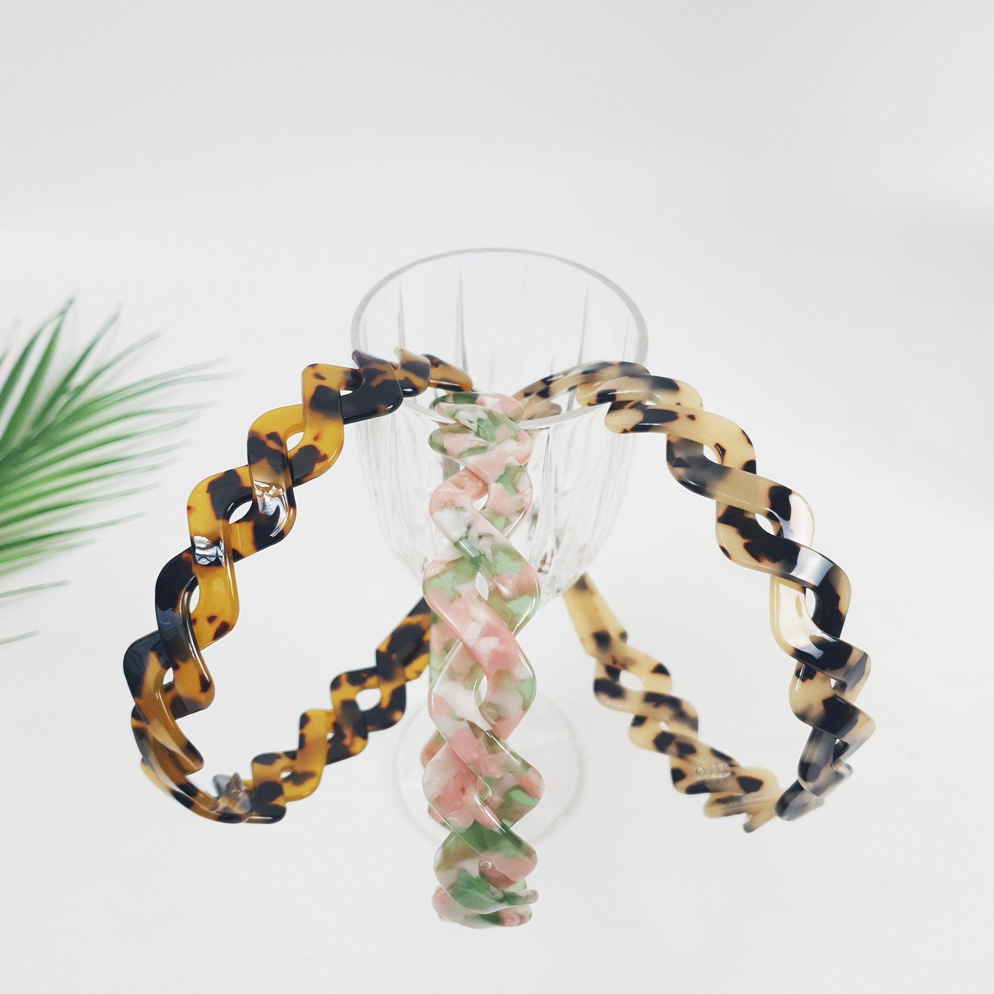 Tortoise Shell Twist Thin Headband / Leopard Olive Peach Headband / Hair Accessory for Woman / Twisted Headband