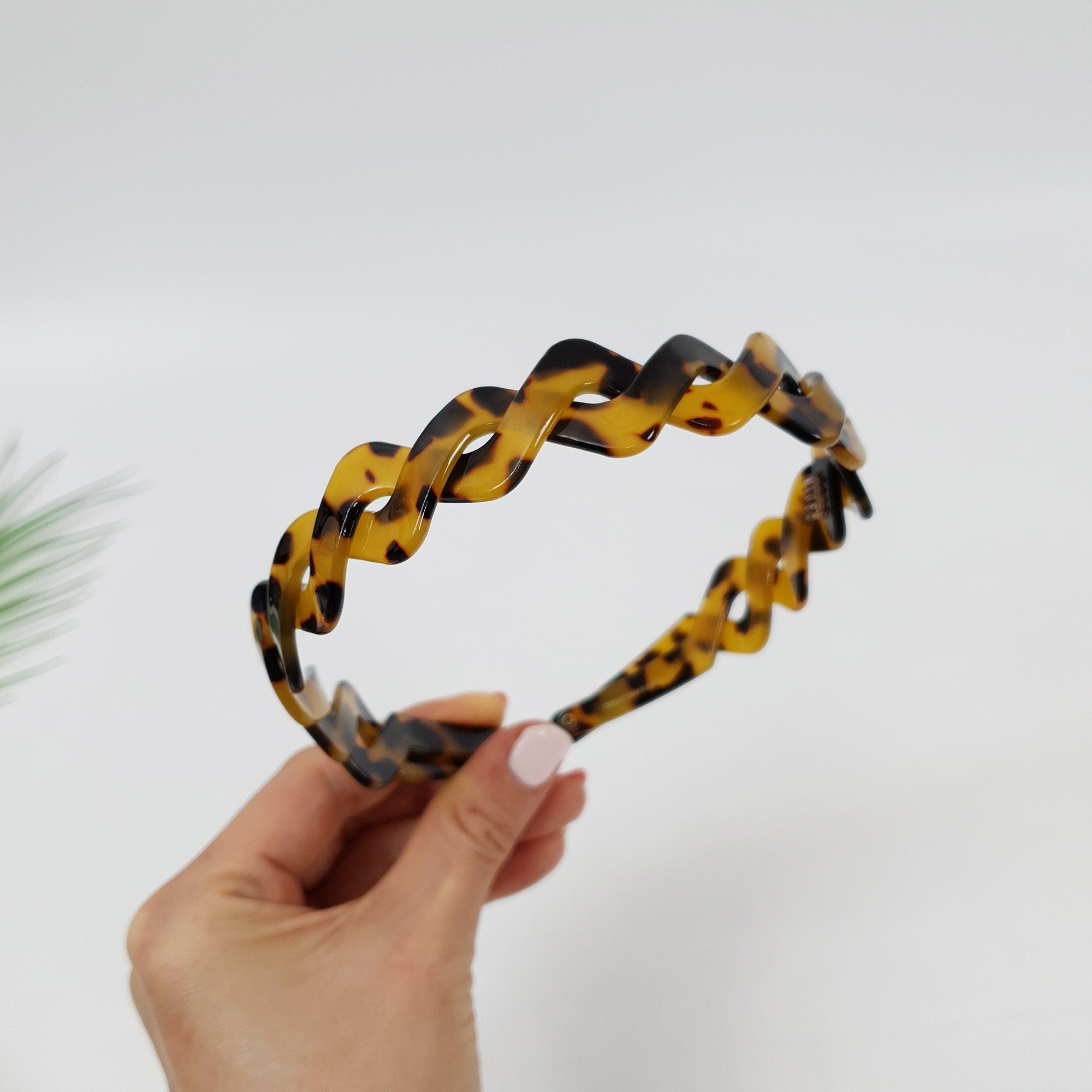 Tortoise Shell Twist Thin Headband / Leopard Olive Peach Headband / Hair Accessory for Woman / Twisted Headband