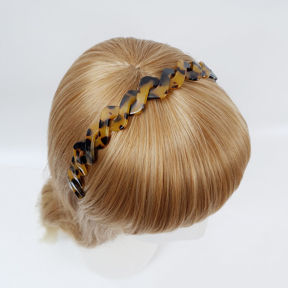 Tortoise Shell Twist Thin Headband / Leopard Olive Peach Headband / Hair Accessory for Woman / Twisted Headband