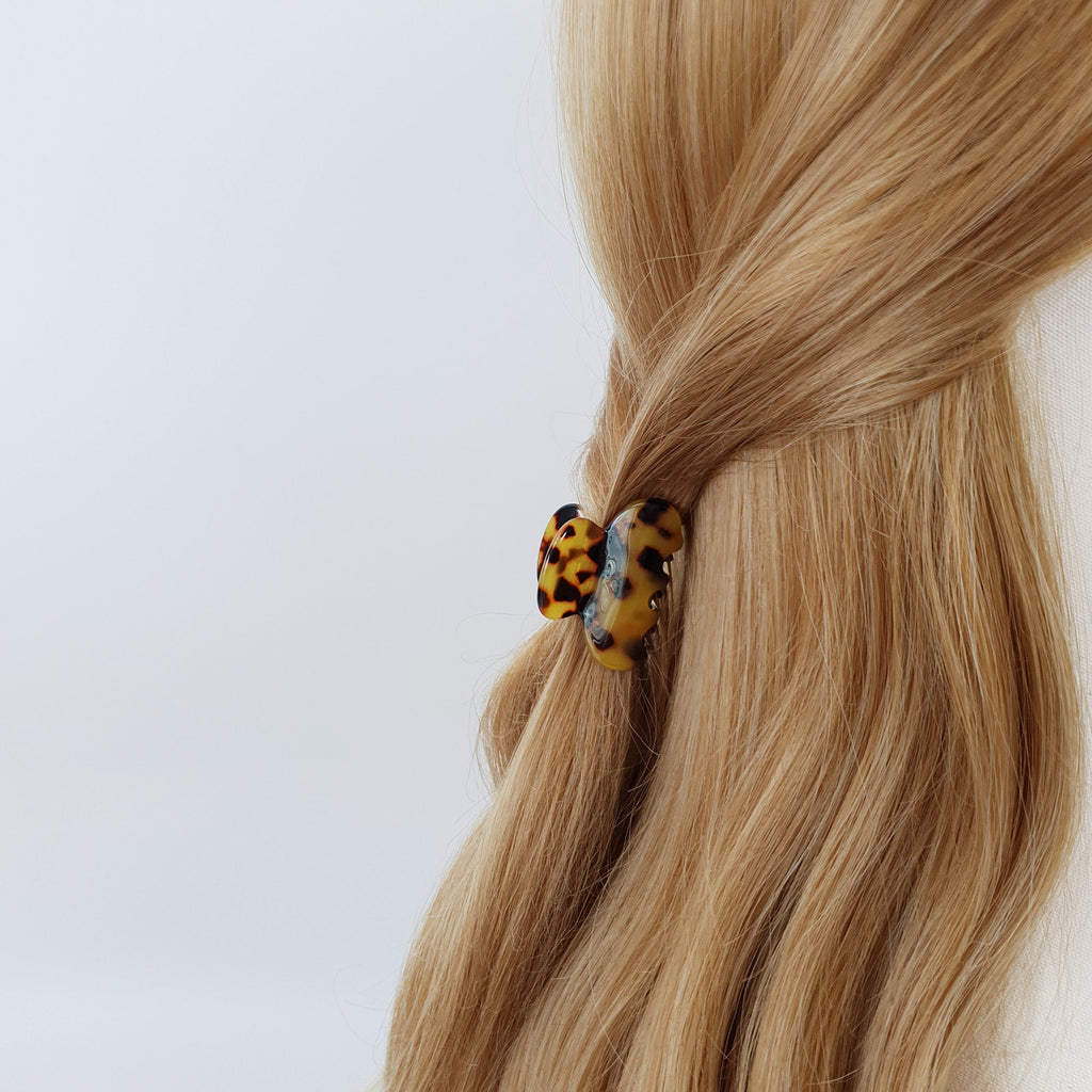 Leopard Round Small Hair Clips (1.6 Inch) / Tortoise Shell Mini French Hair Pin / Hair Barrette for Woman